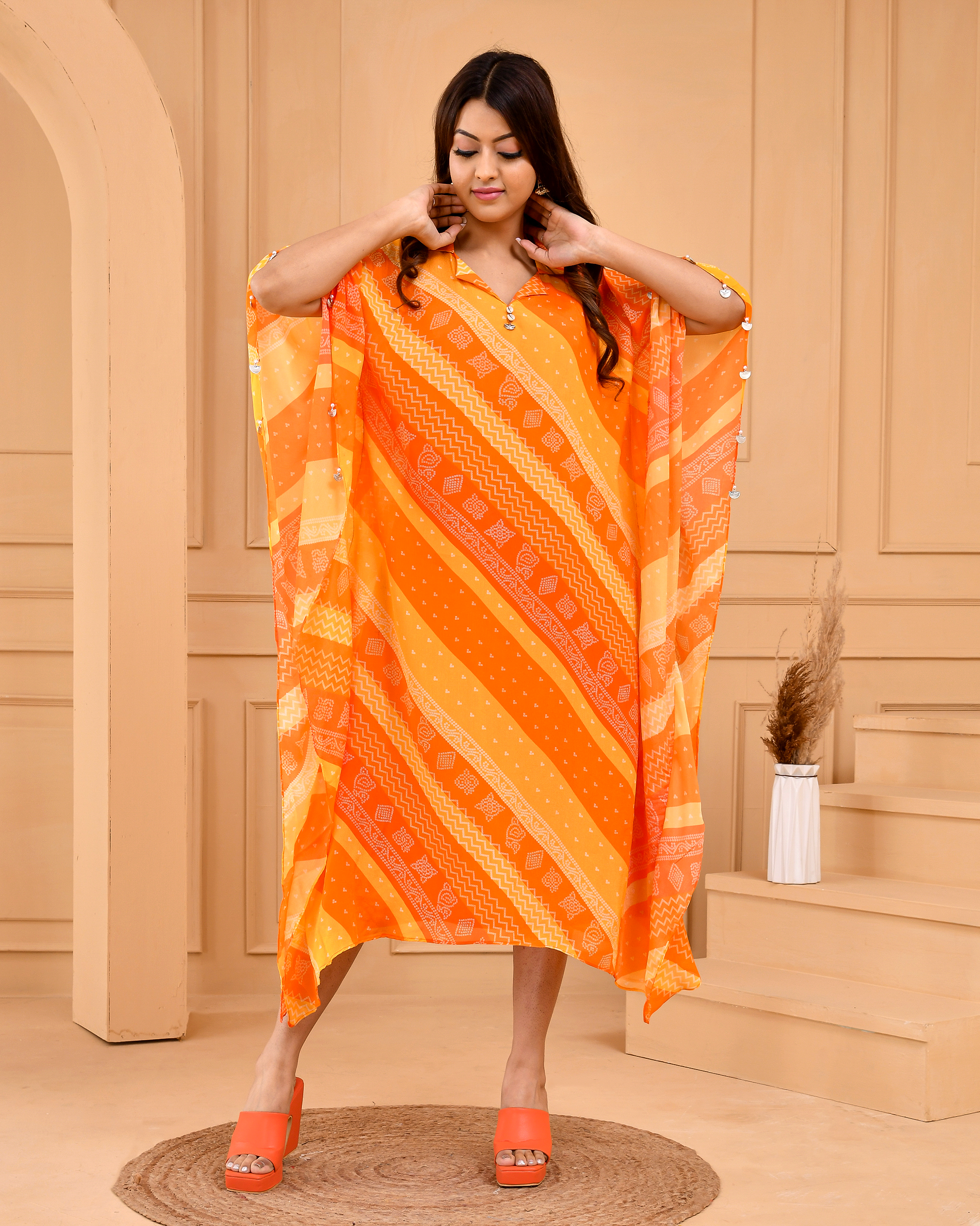 Hot Orange Kaftan