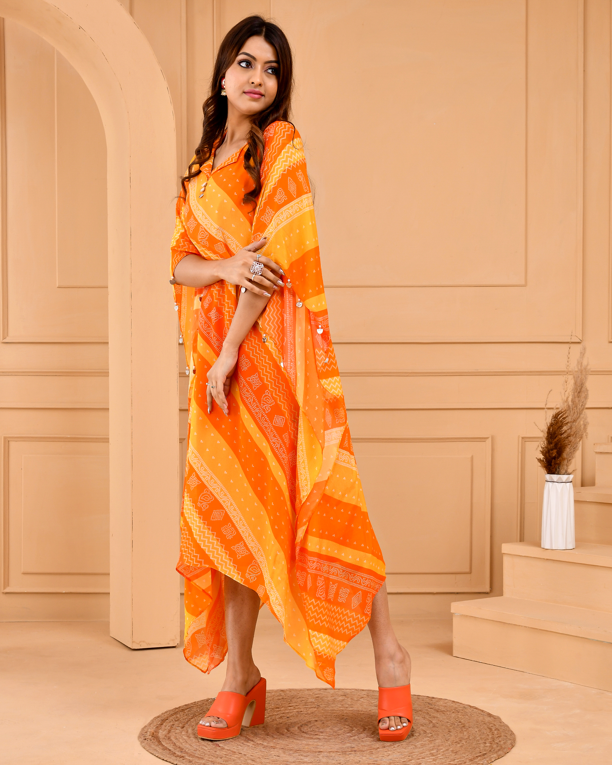 Hot Orange Kaftan