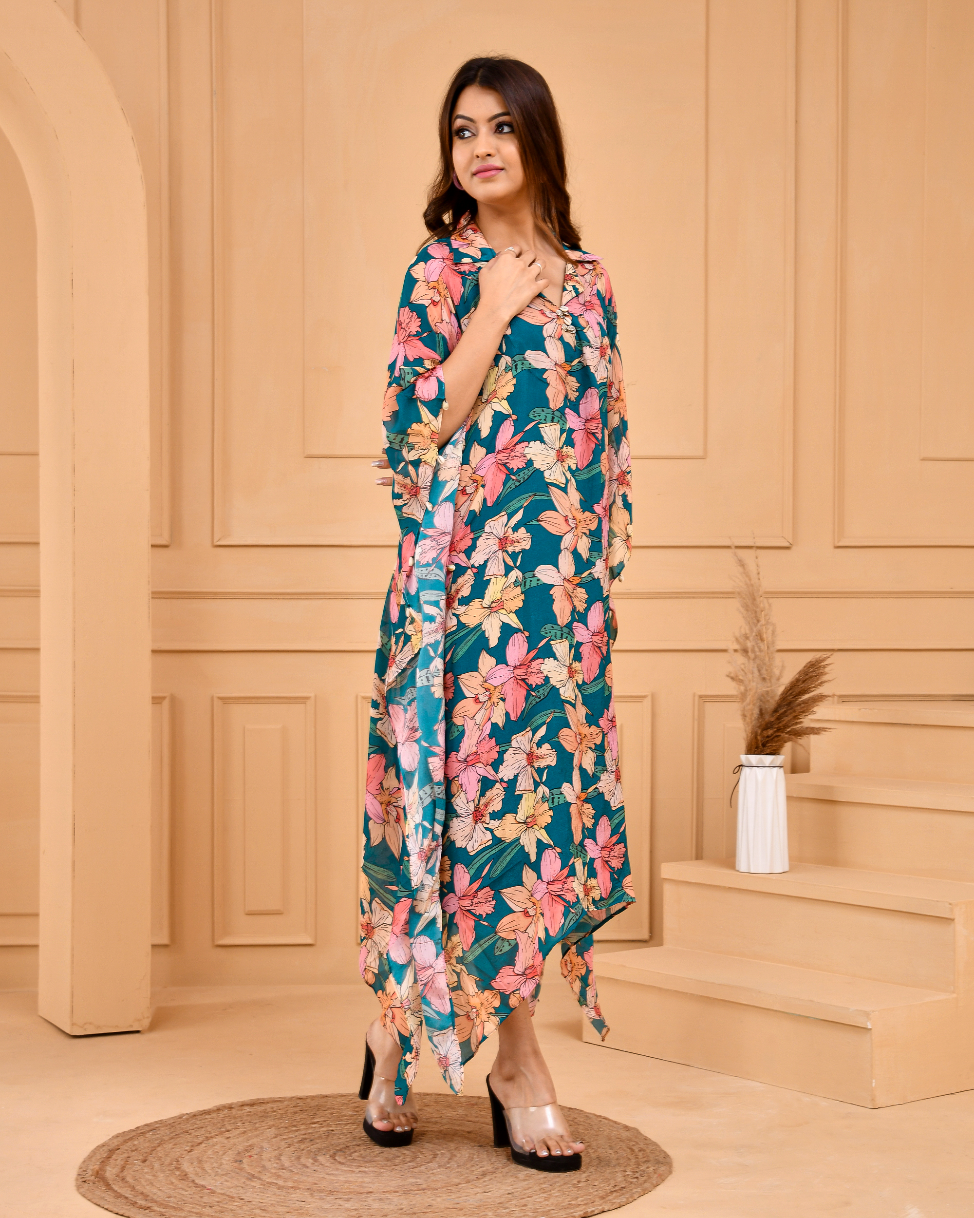 Aqua Bloom Kaftan