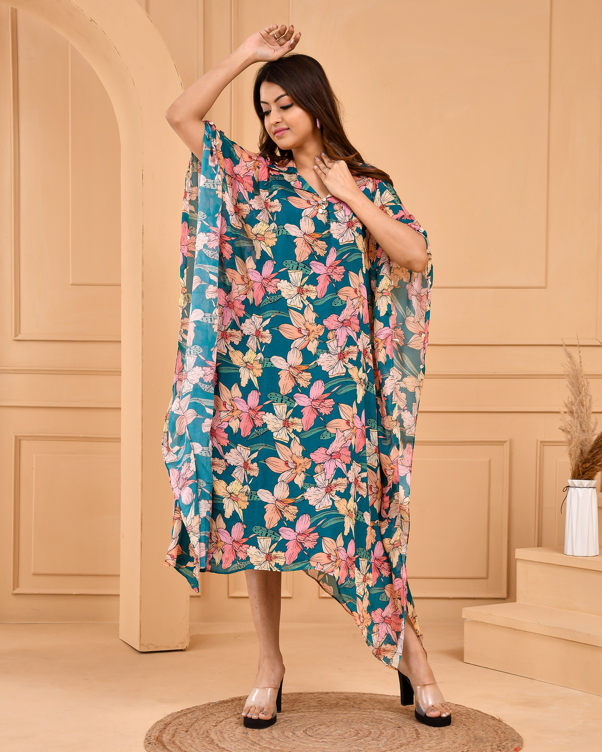 Aqua Bloom Kaftan
