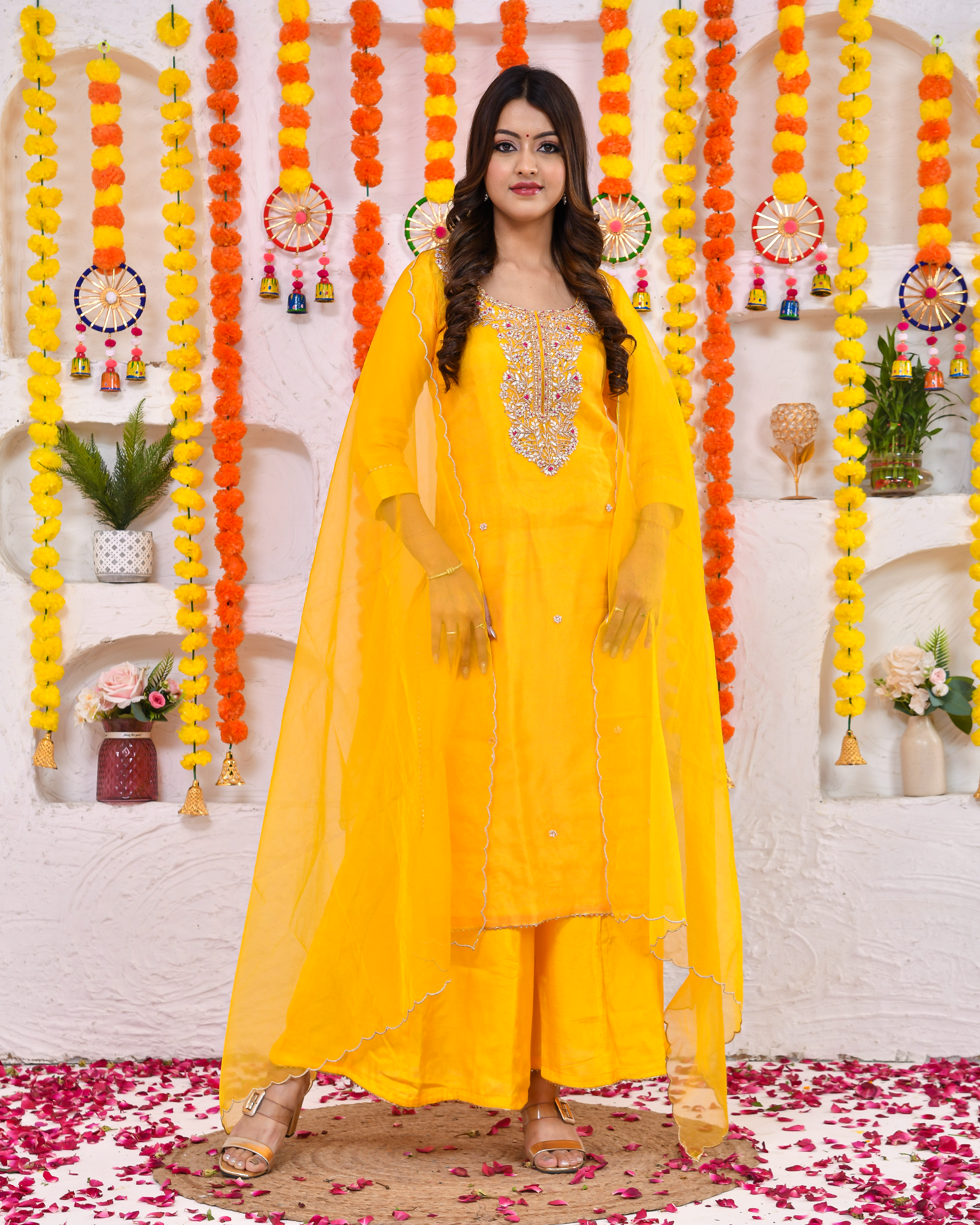 Sunglow silk Sharara set with Duppta