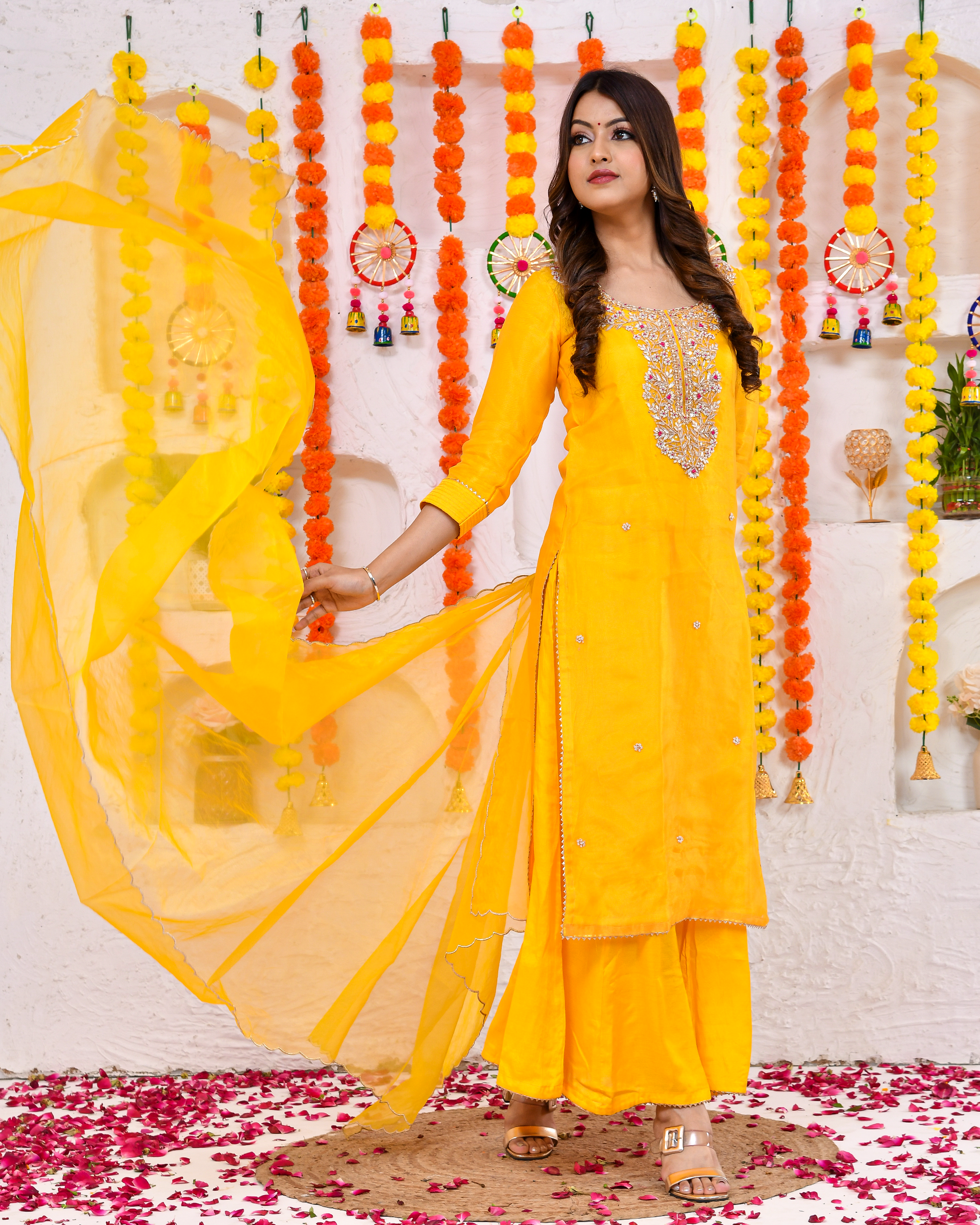 Sunglow silk Sharara set with Duppta