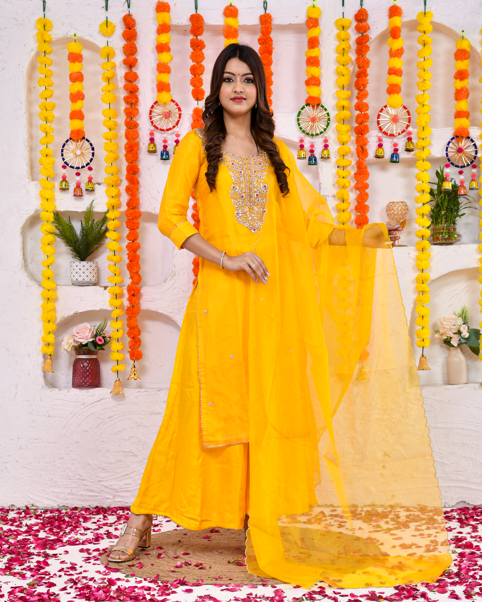 Sunglow silk Sharara set with Duppta