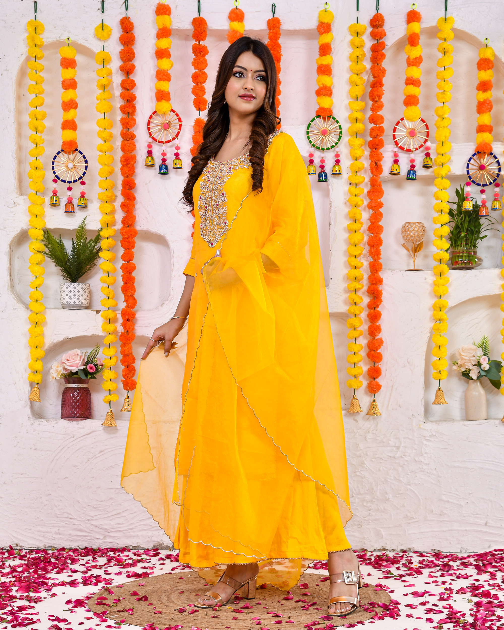 Sunglow silk Sharara set with Duppta