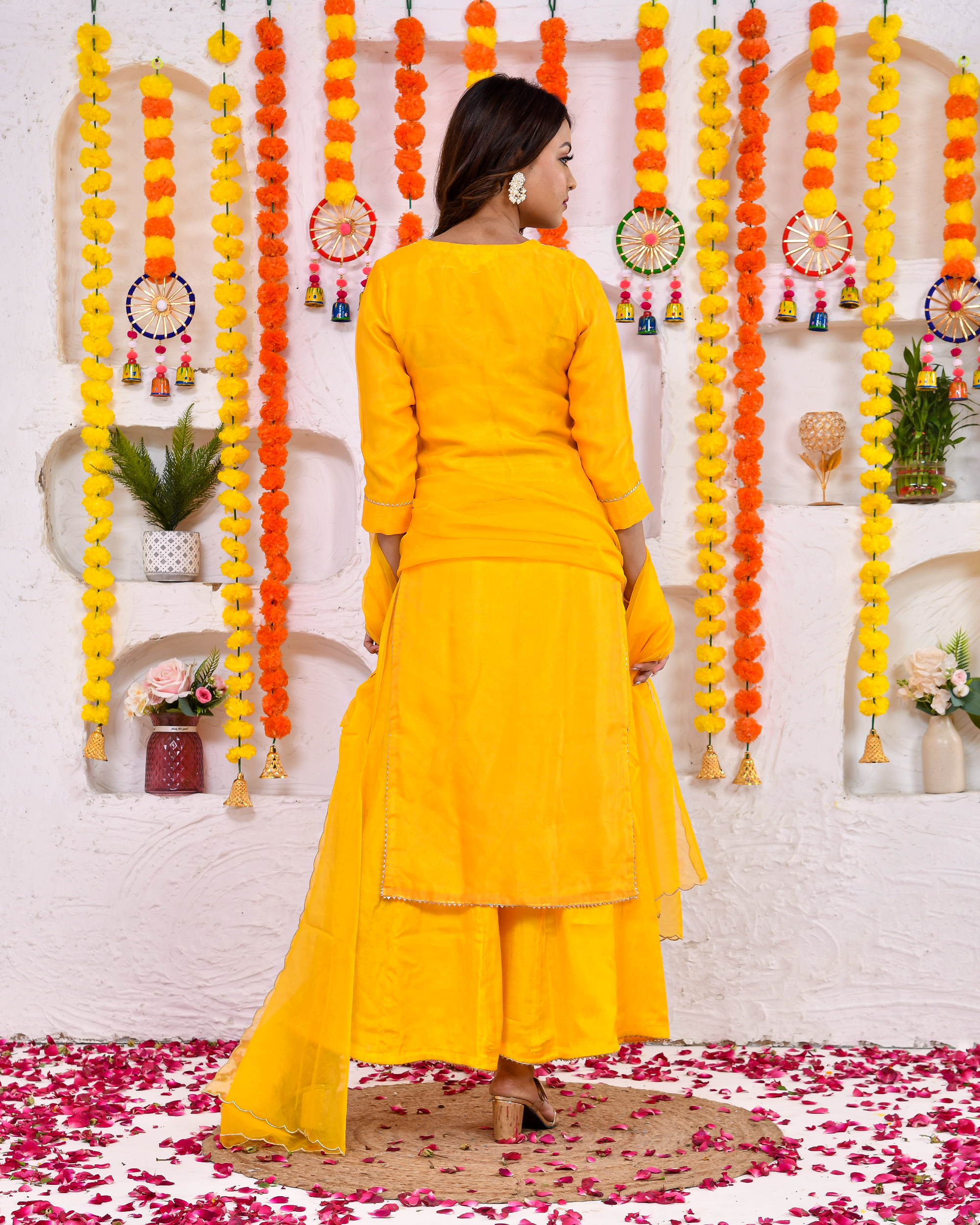 Sunglow silk Sharara set with Duppta