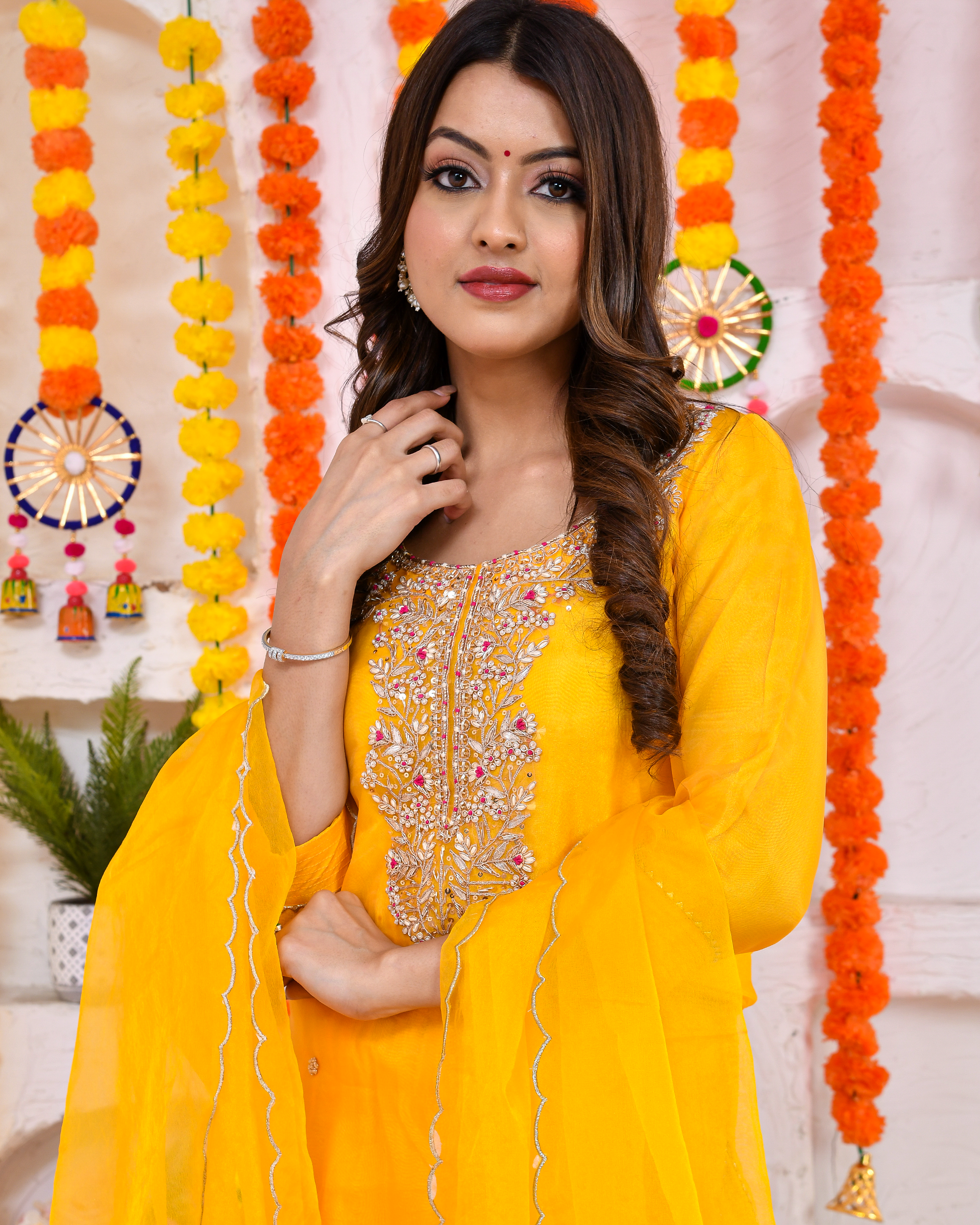 Sunglow silk Sharara set with Duppta