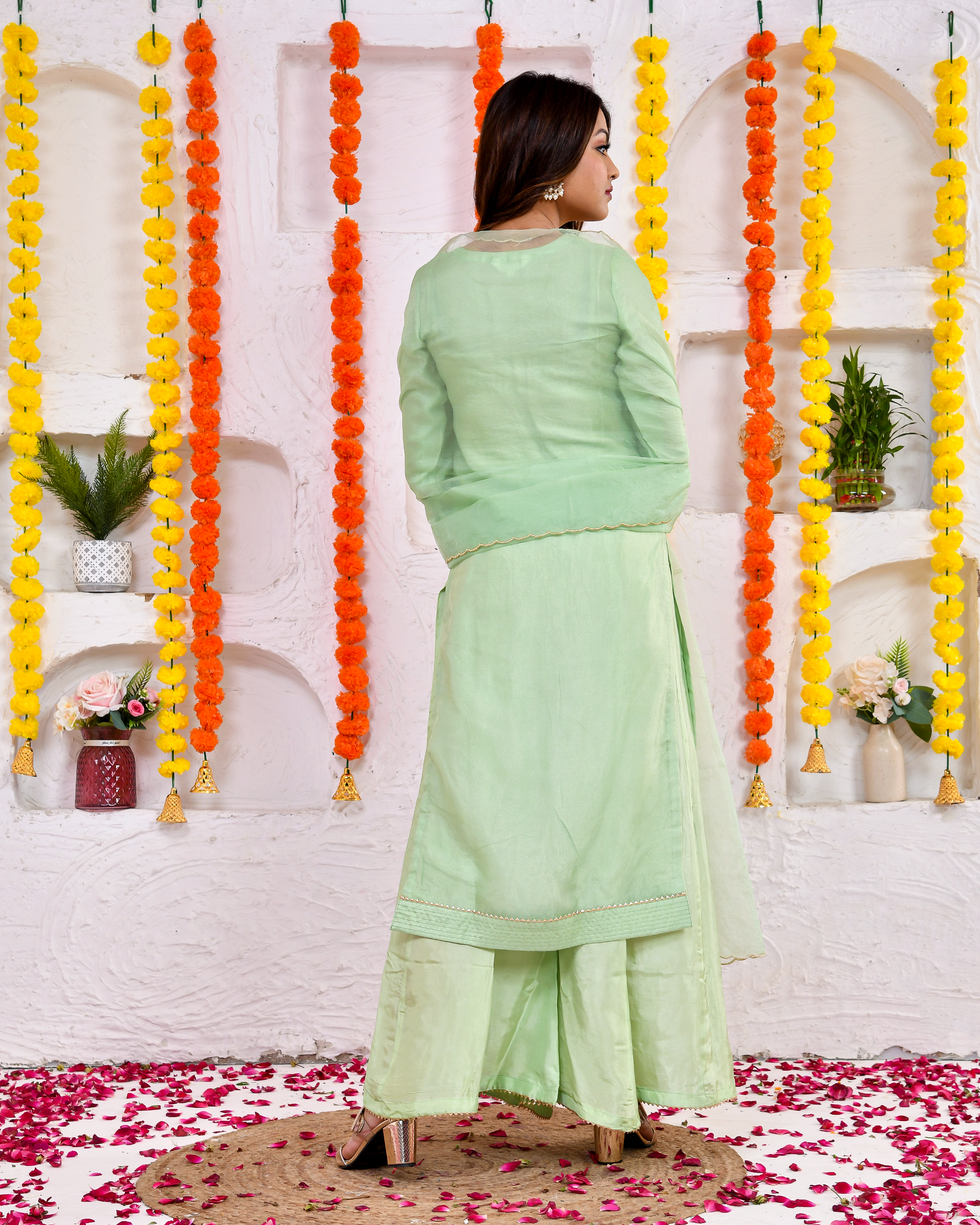 Khaas green Silk Sharara set with Duppta