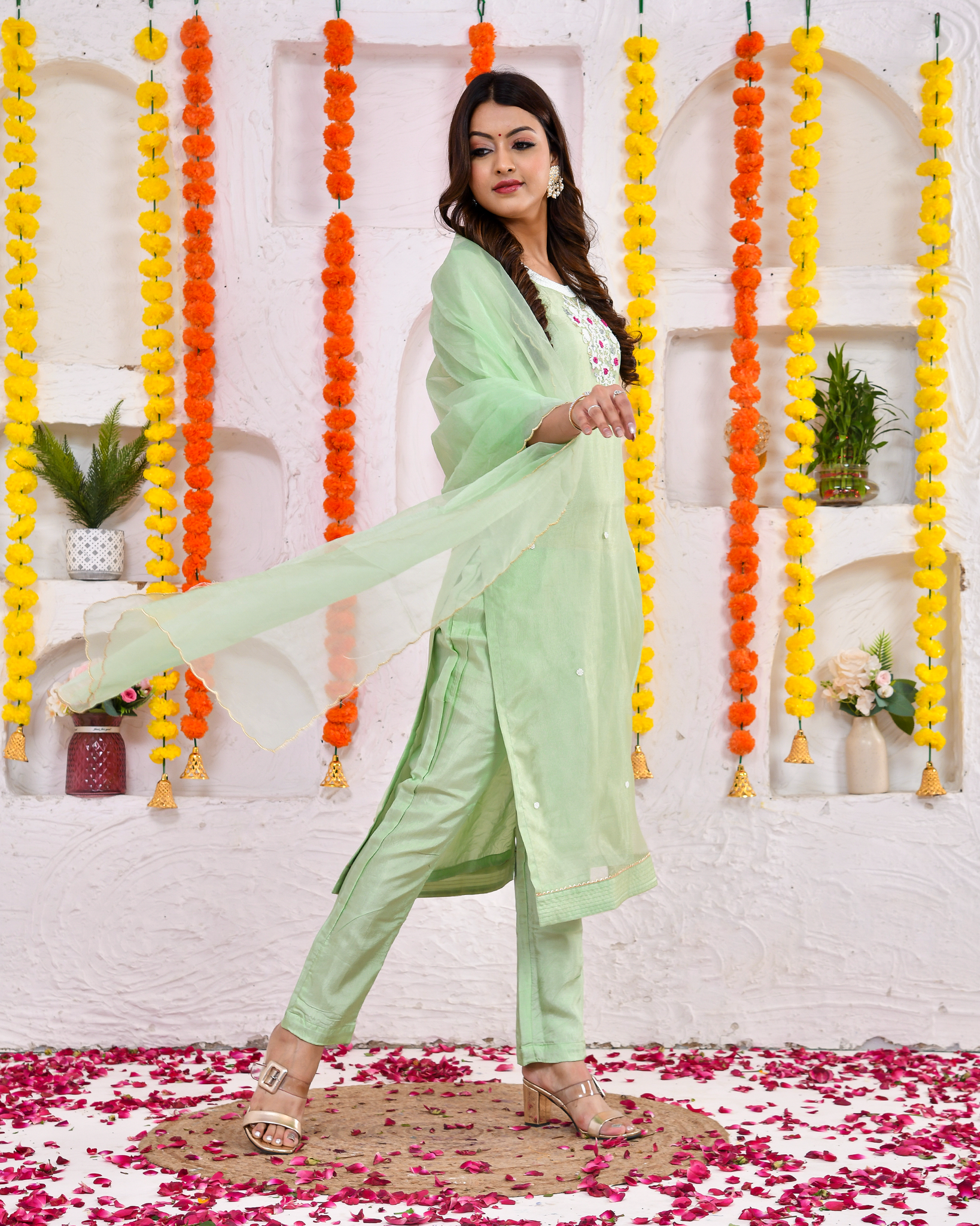 Khaas Green Silk Suit Set With Duppta