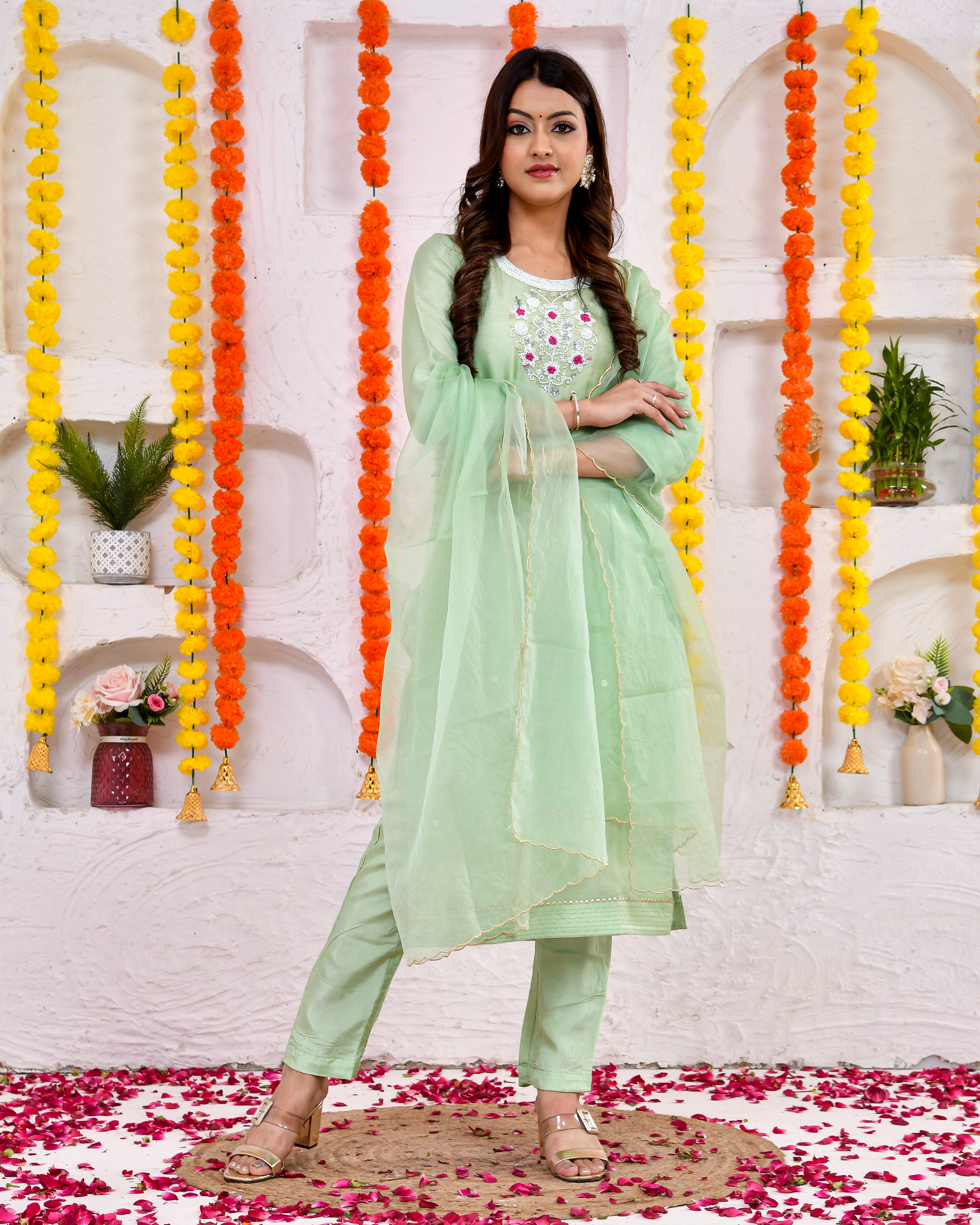 Khaas Green Silk Suit Set With Duppta