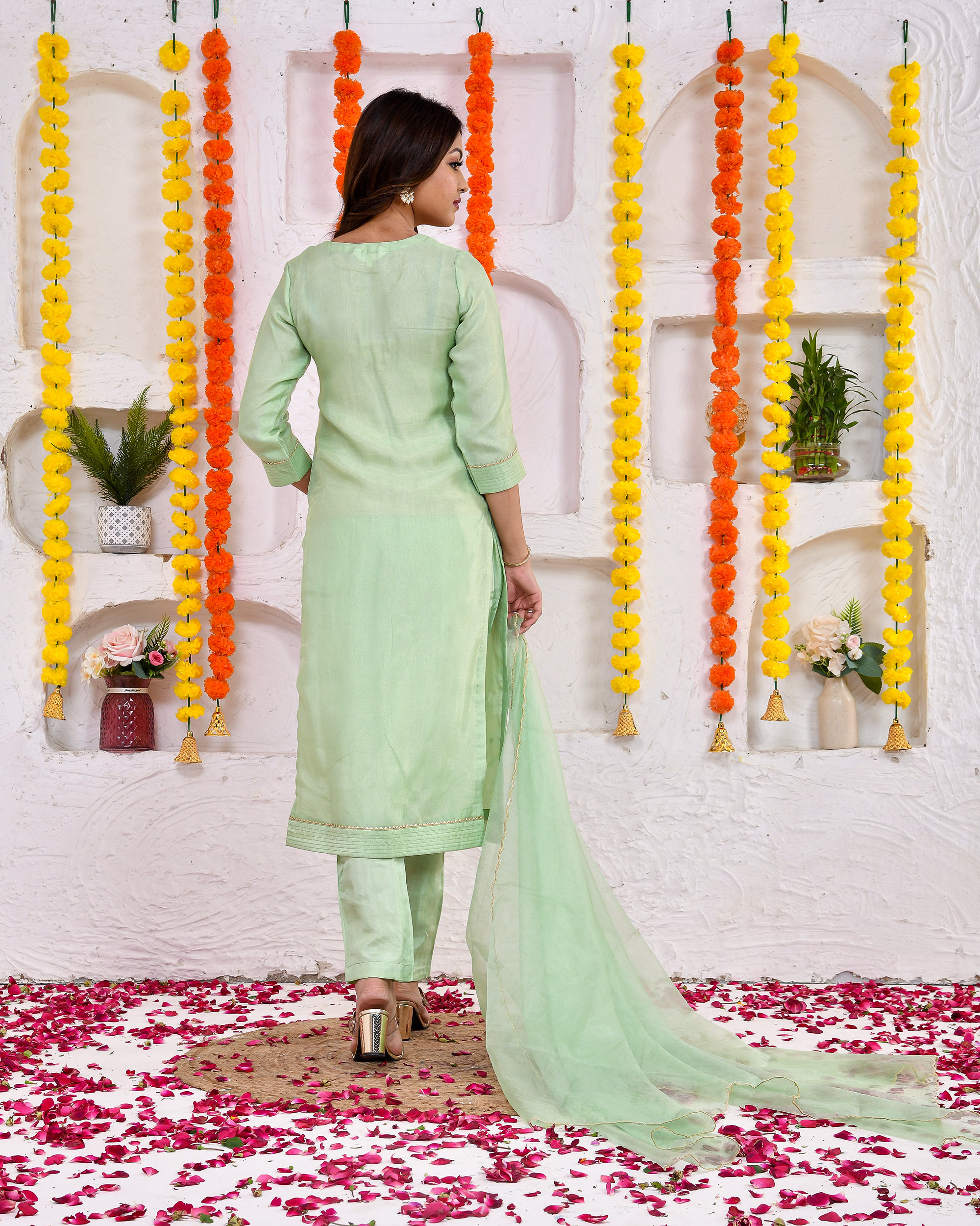 Khaas Green Silk Suit Set With Duppta