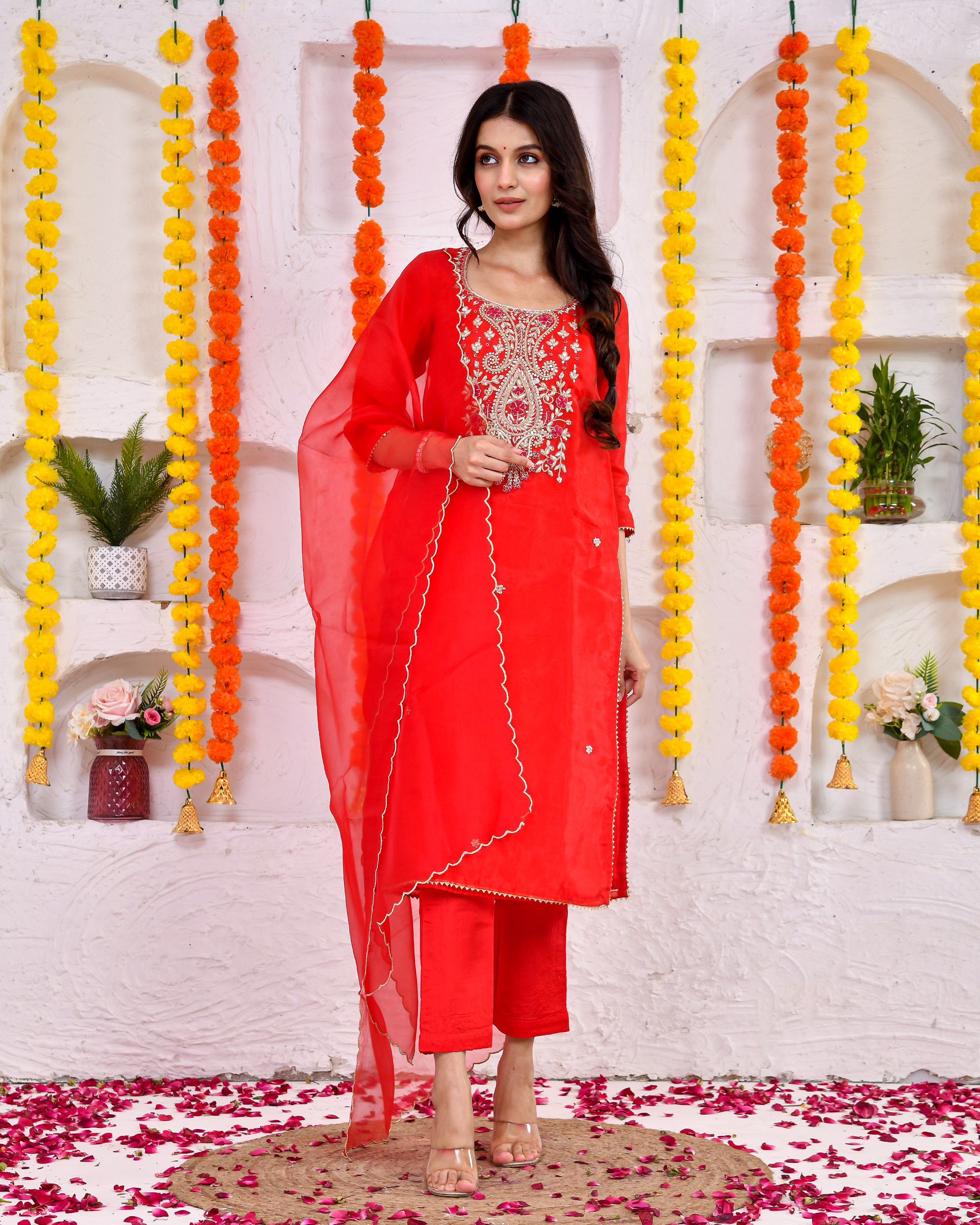 Kumkum Silk Suit Set With Duppta