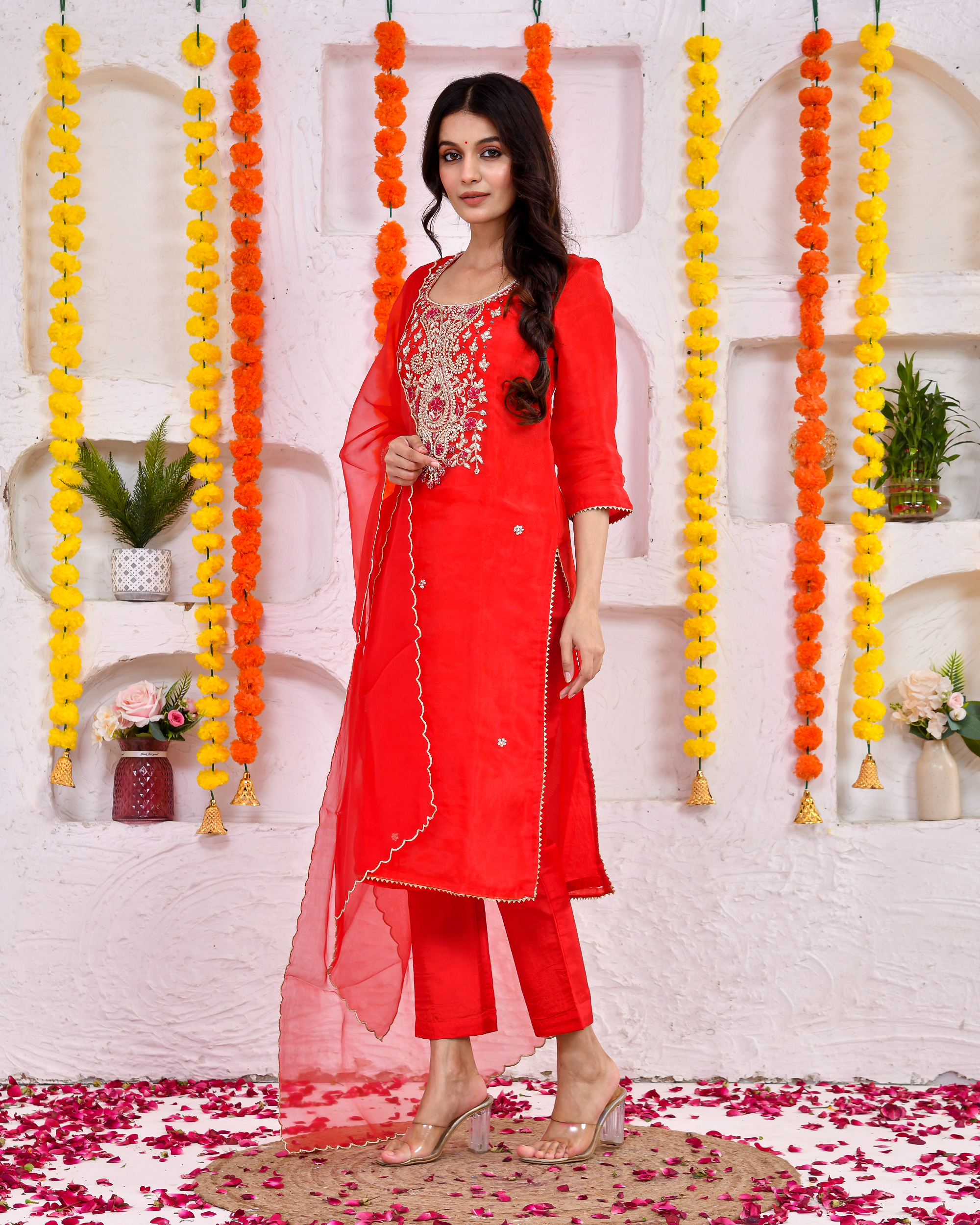 Kumkum Silk Suit Set With Duppta