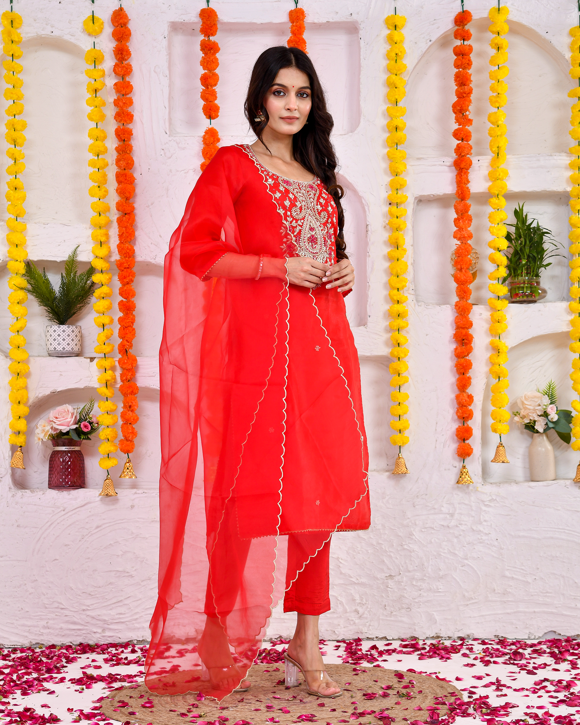 Kumkum Silk Suit Set With Duppta