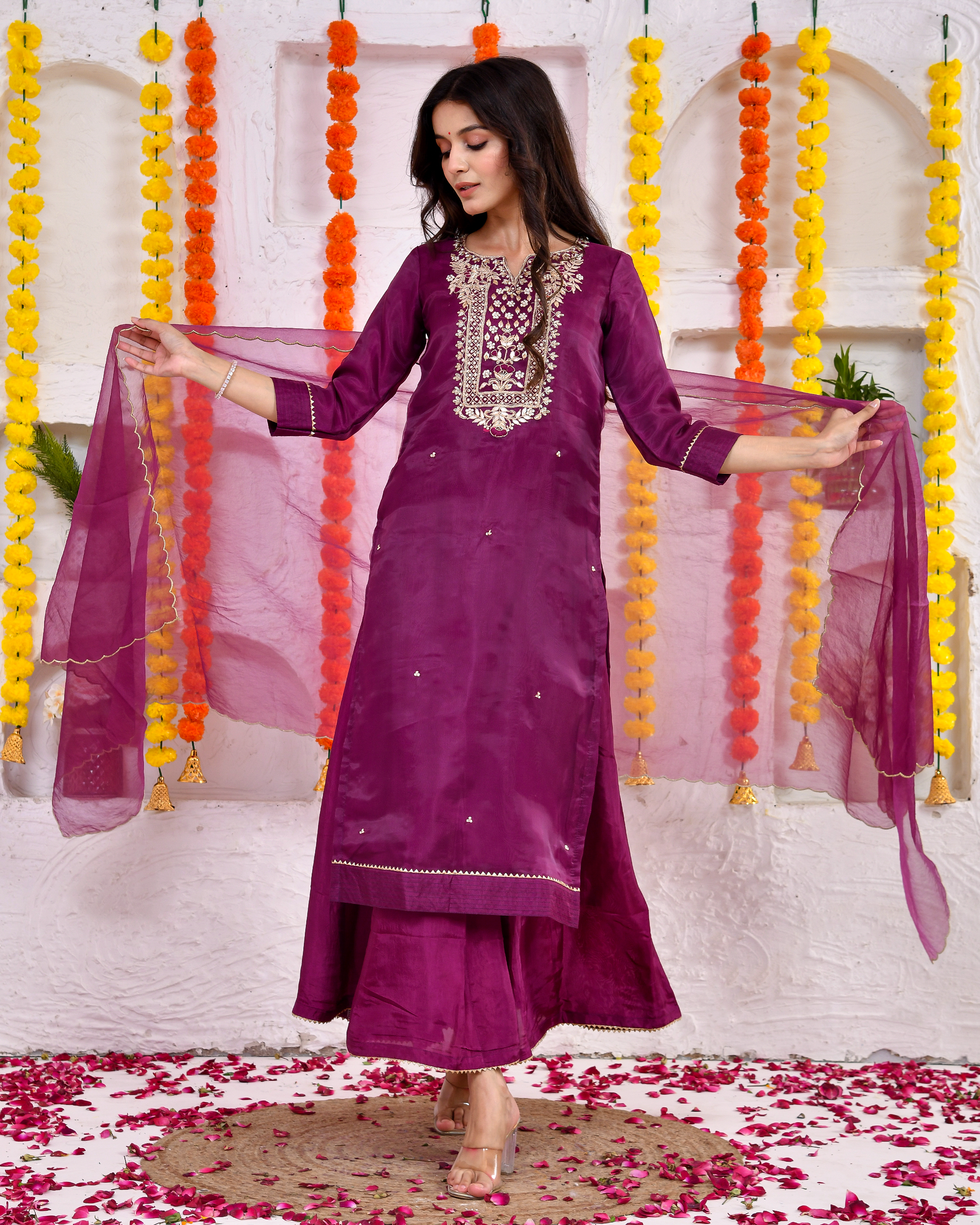 Fairy tale silk Sharara set with Duppta