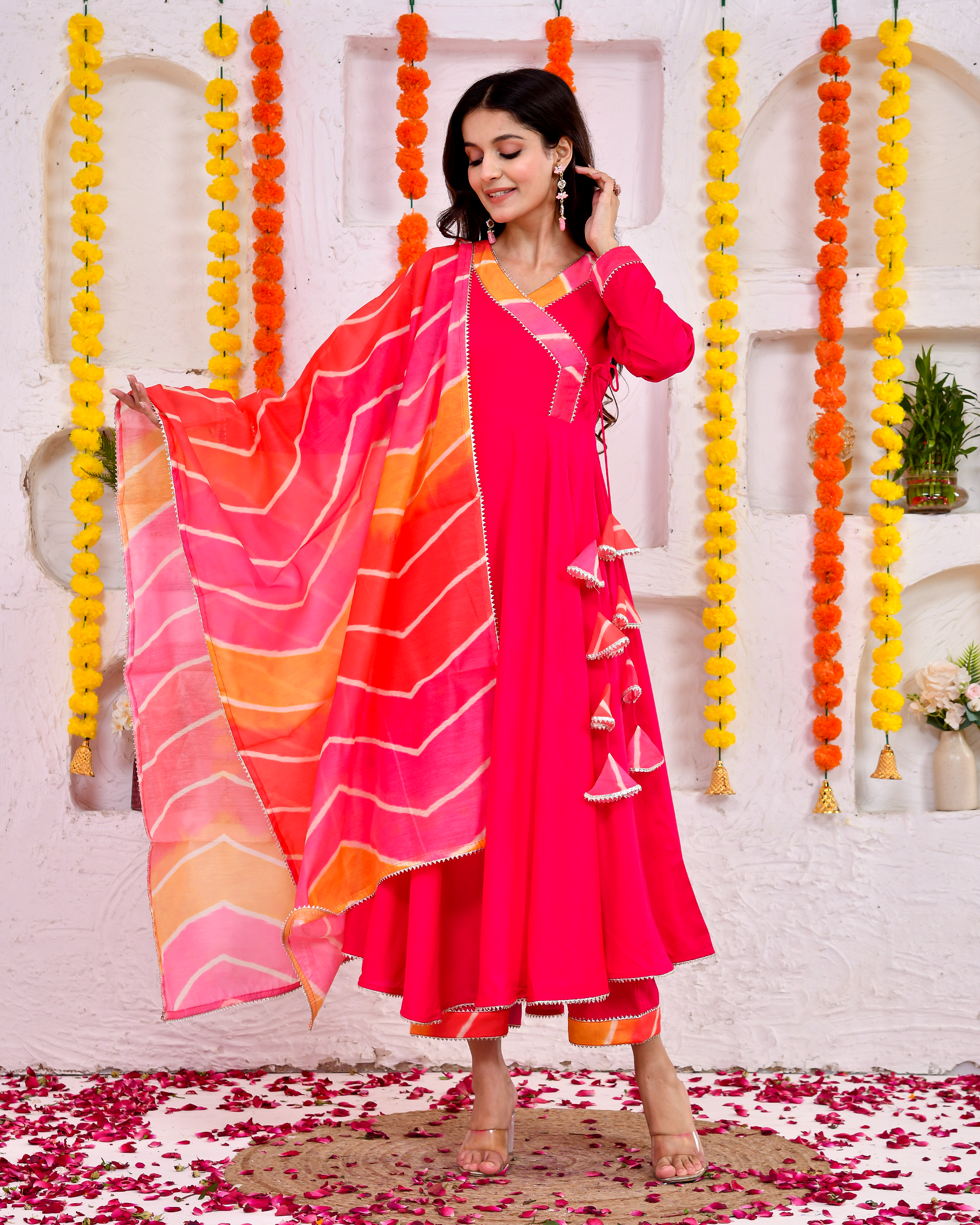 Magenta Pink Suit Set With Duppta
