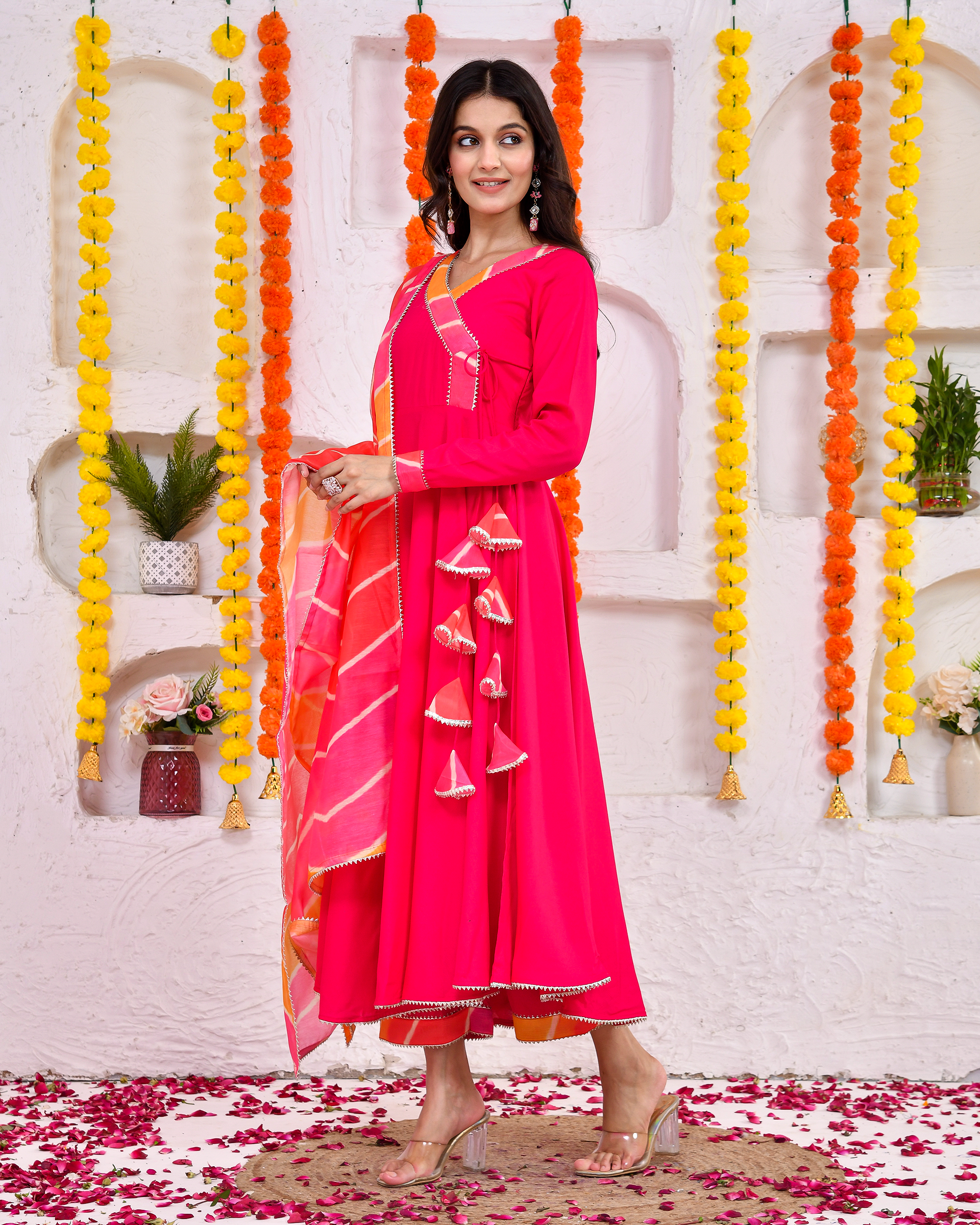 Magenta Pink Suit Set With Duppta