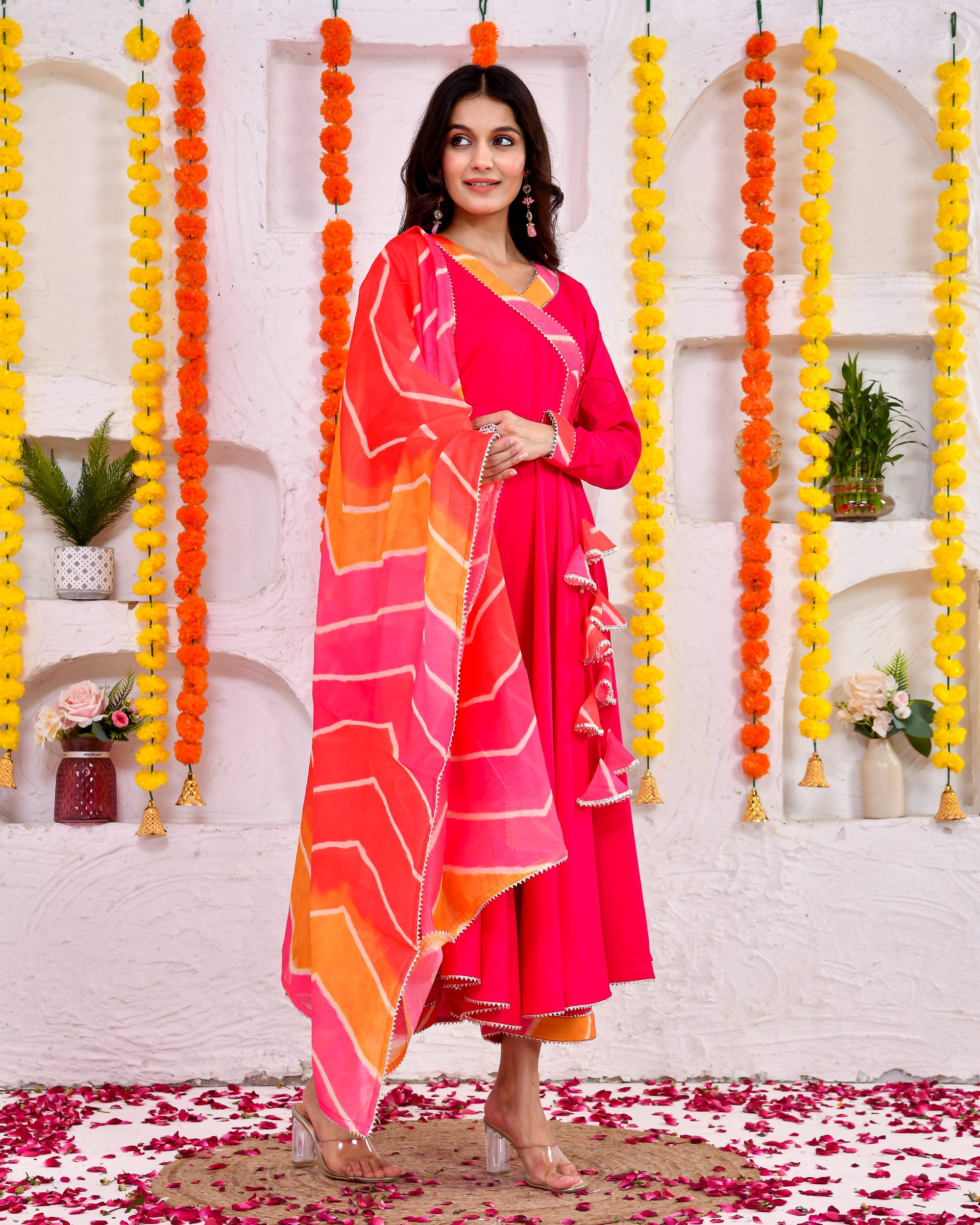 Magenta Pink Suit Set With Duppta