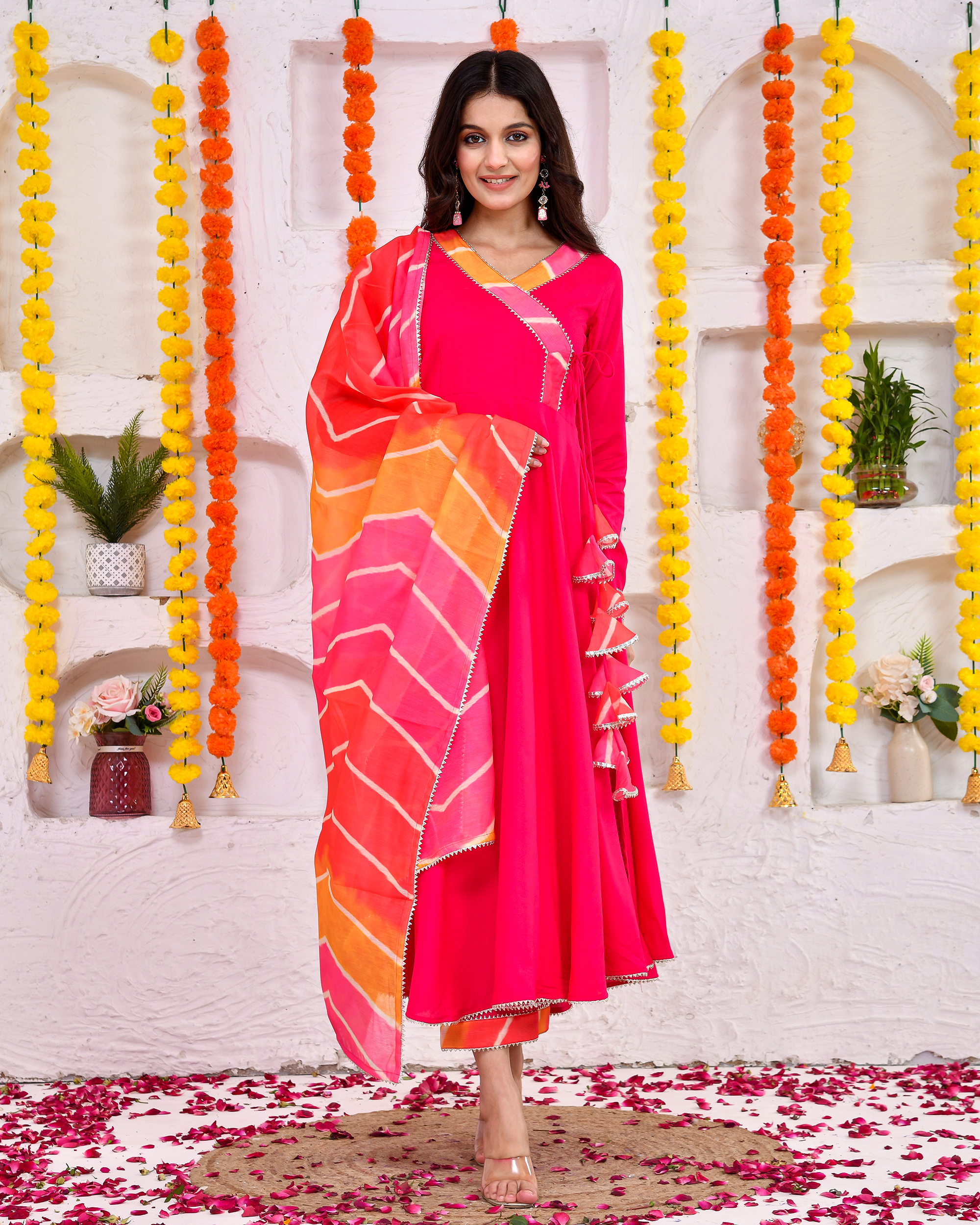 Magenta Pink Suit Set With Duppta