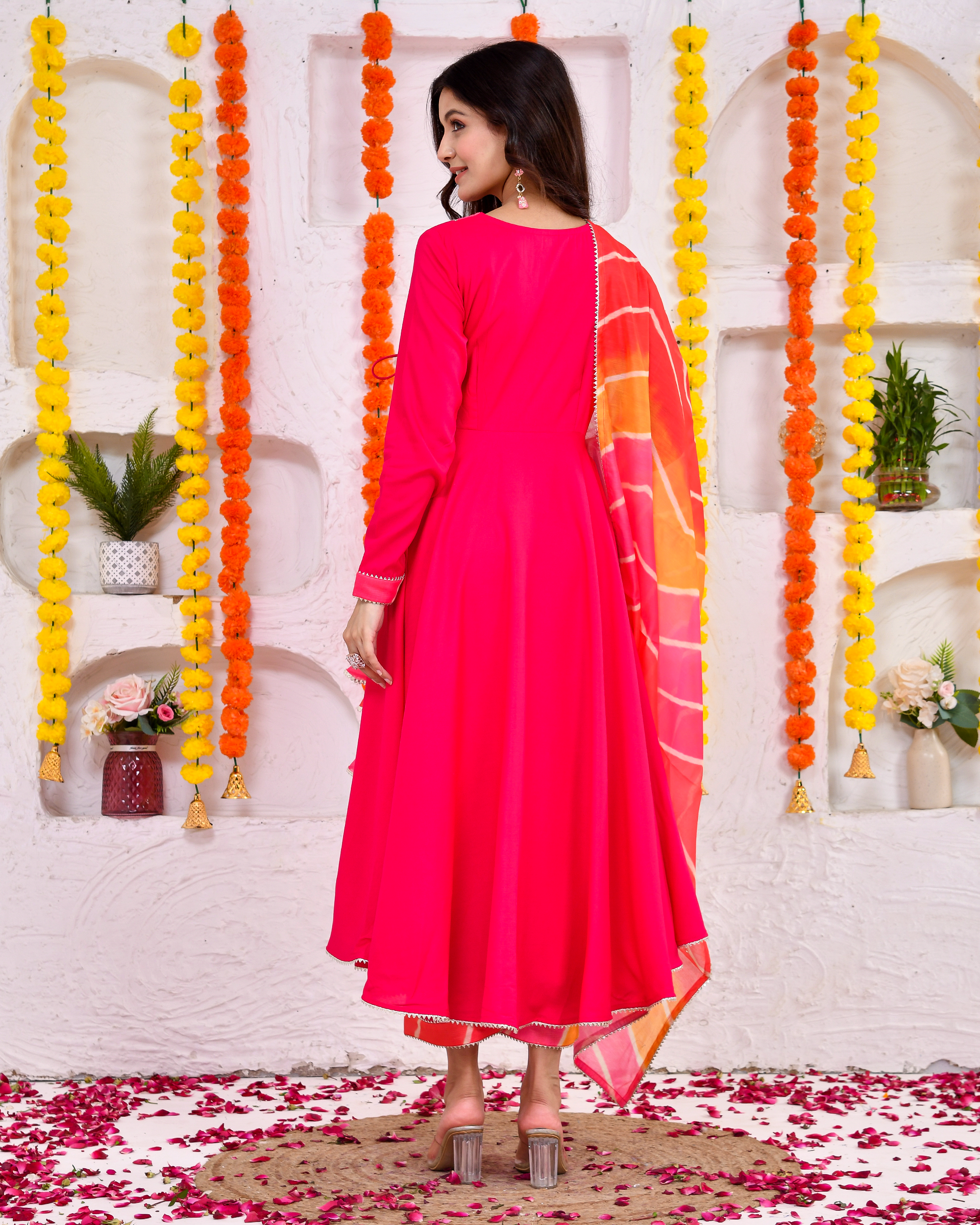 Magenta Pink Suit Set With Duppta
