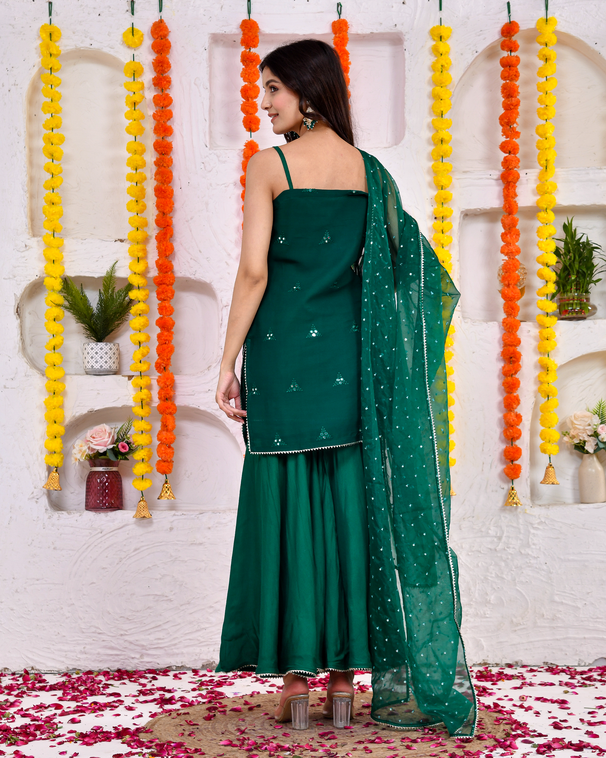 Green Mirror Sleeveless Sharara
