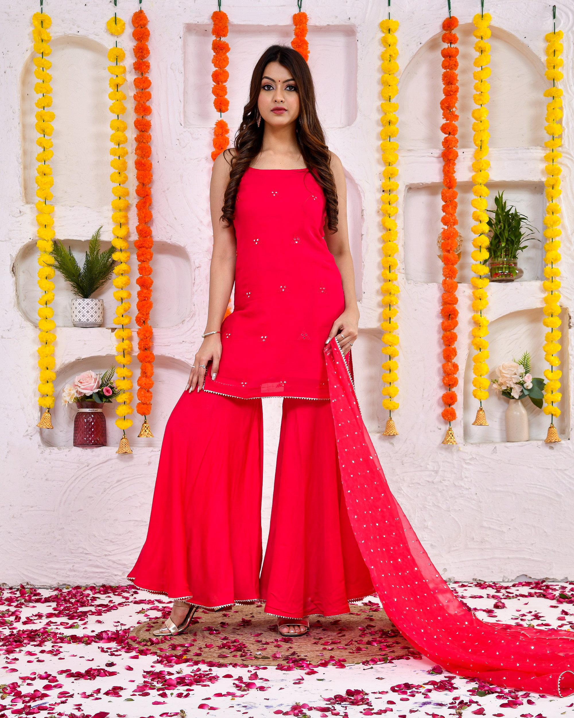 Pink Mirror Sleeveless Sharara