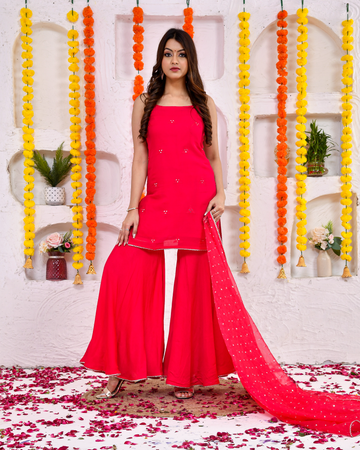 Pink Mirror Sleeveless Sharara