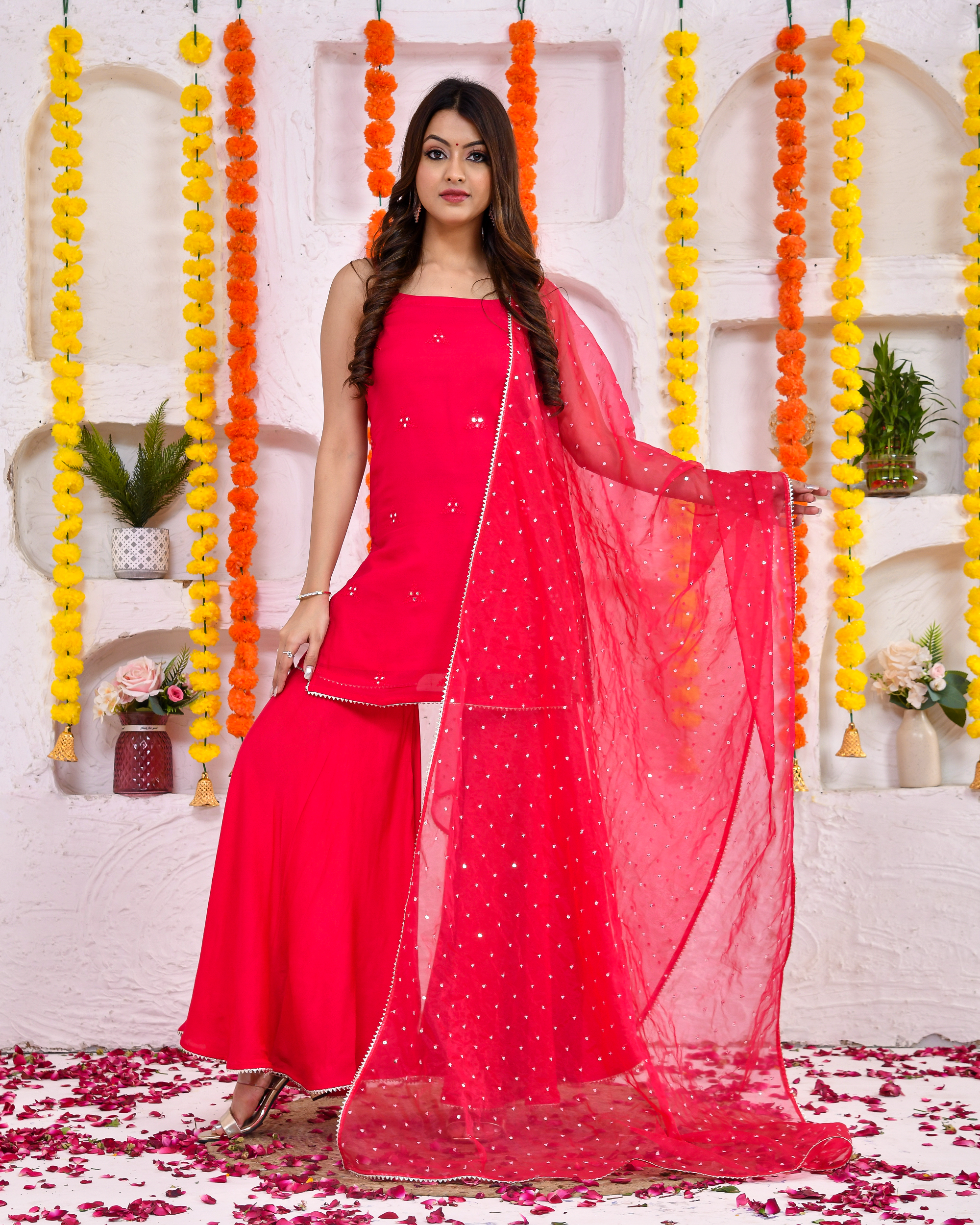 Pink Mirror Sleeveless Sharara