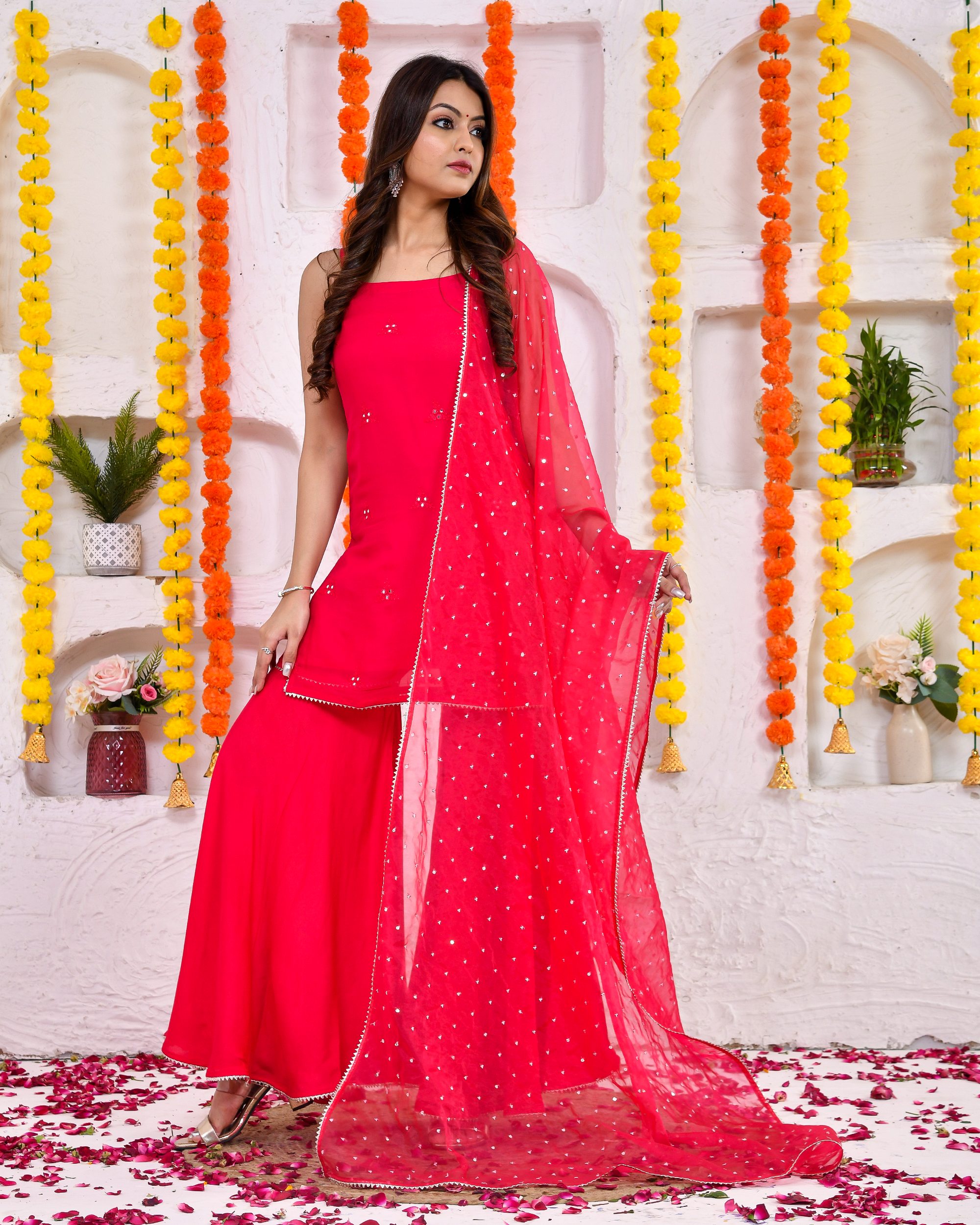 Pink Mirror Sleeveless Sharara