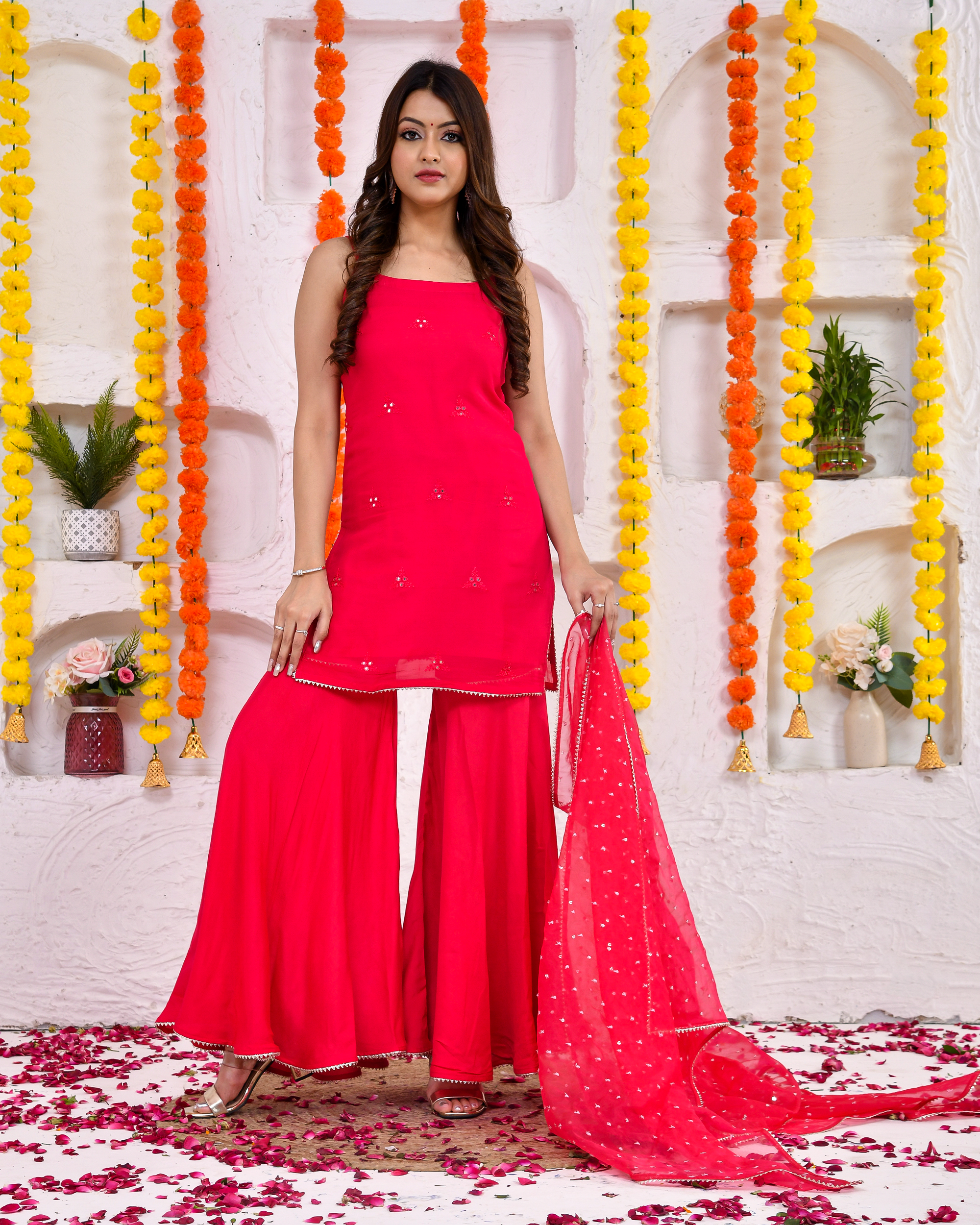 Pink Mirror Sleeveless Sharara