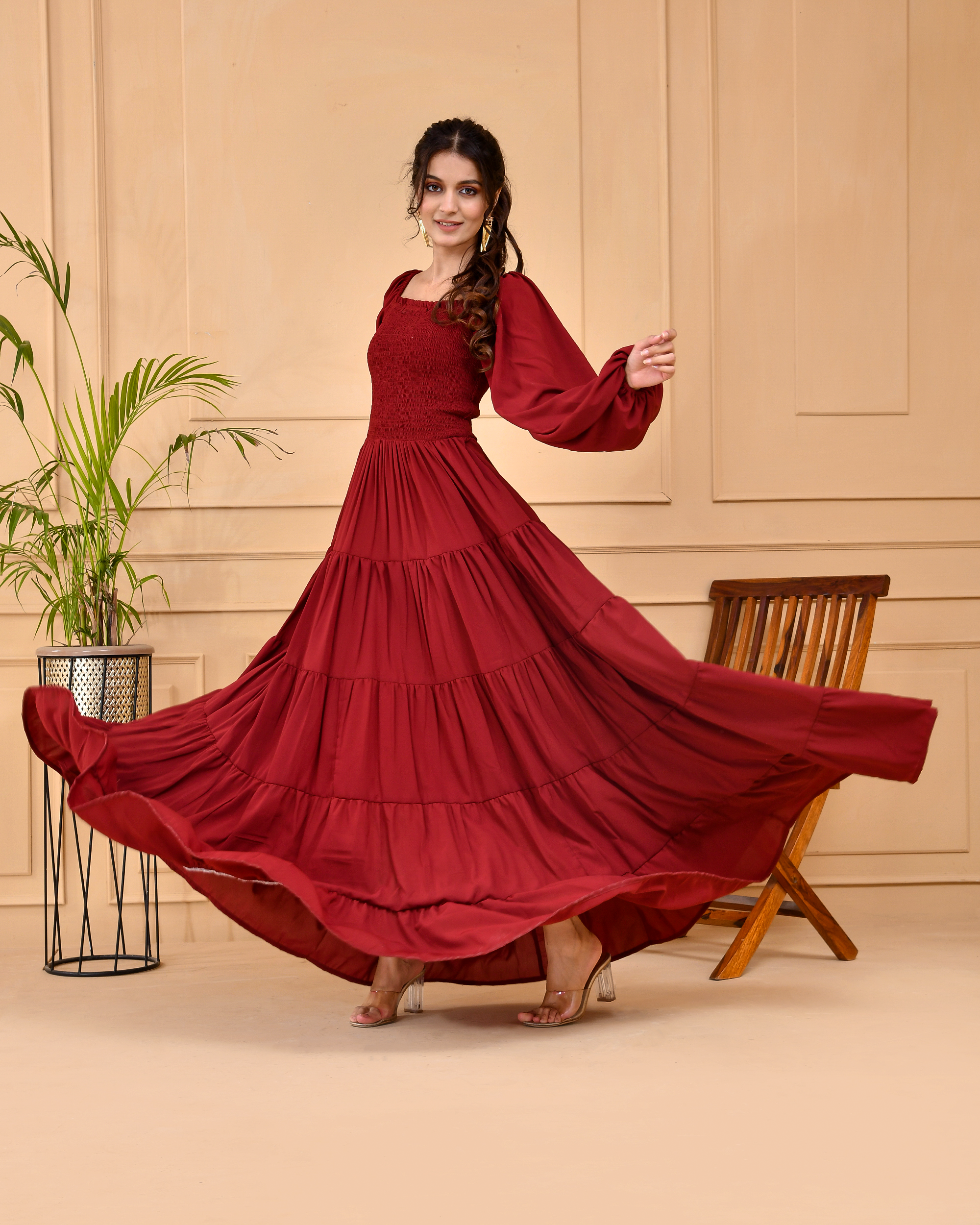Mulberry Long Tiered Dress