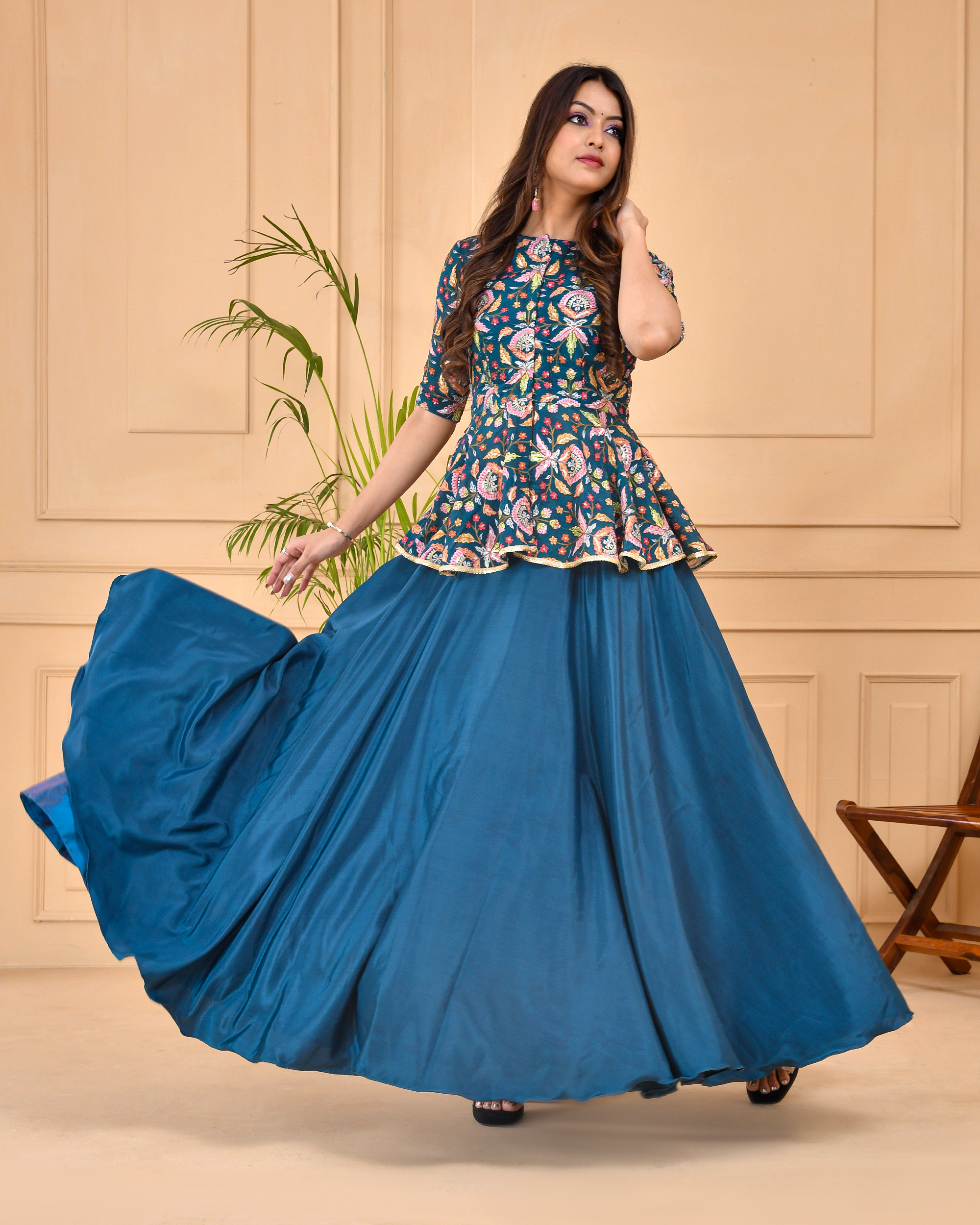French Blue Lehenga Dress