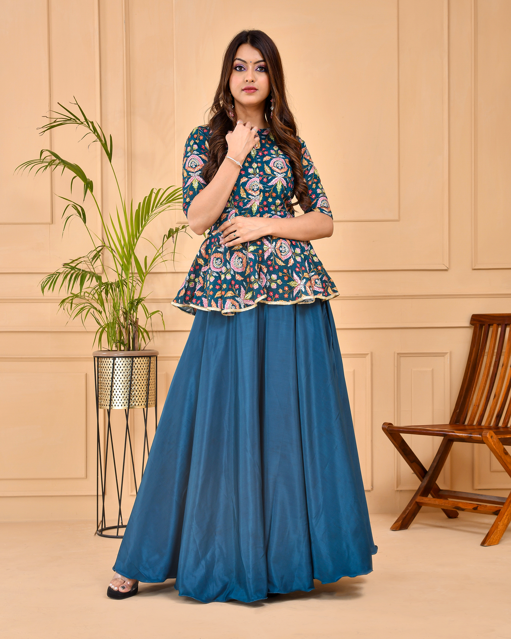 French Blue Lehenga Dress