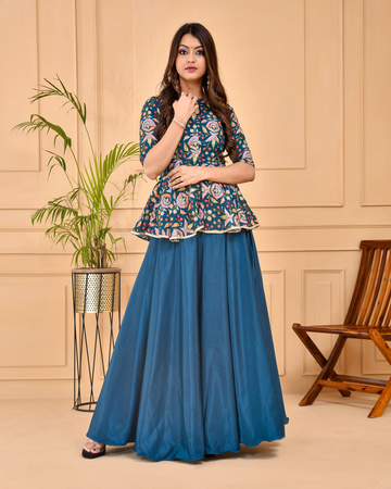 French Blue Lehenga Dress