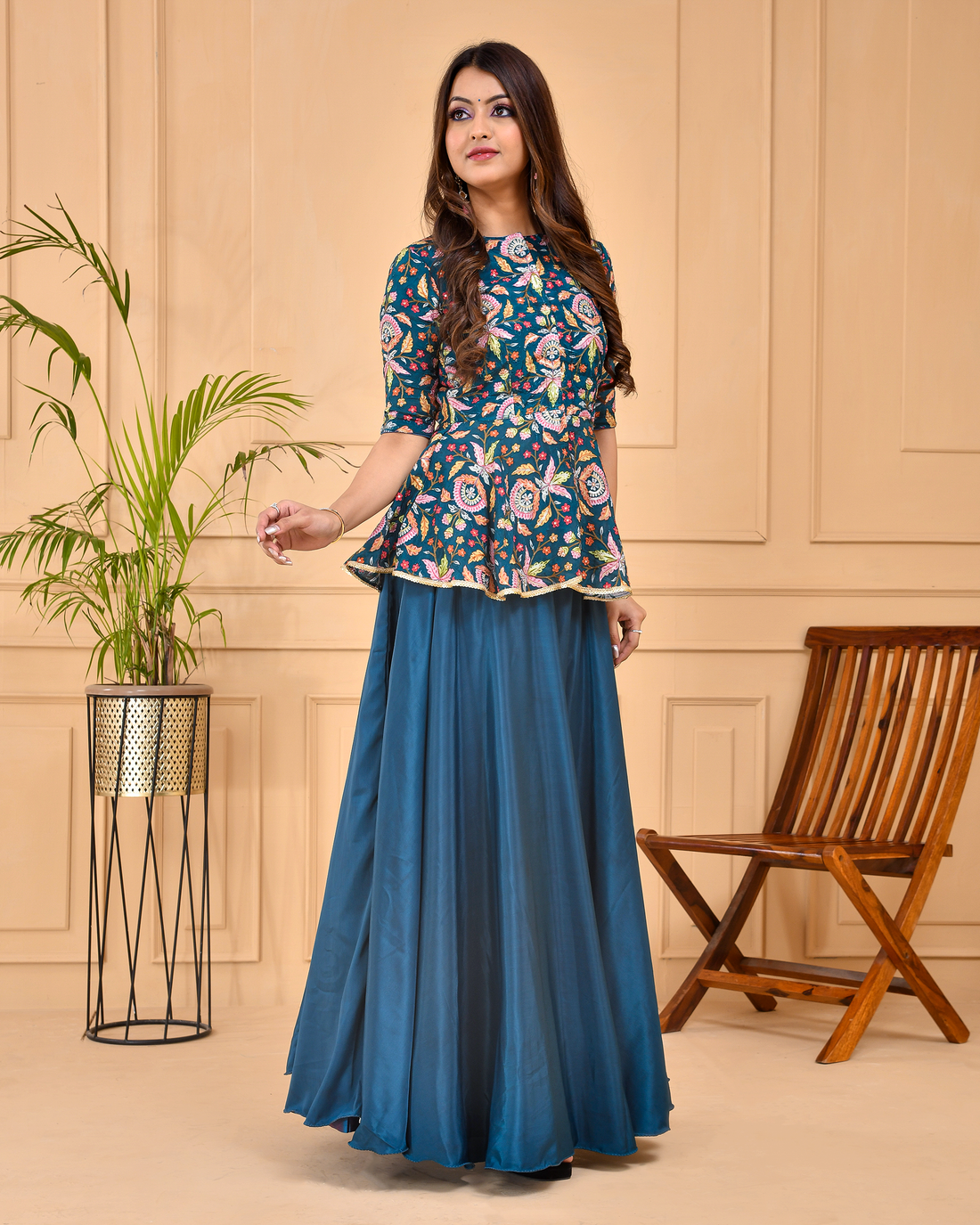 French Blue Lehenga Dress