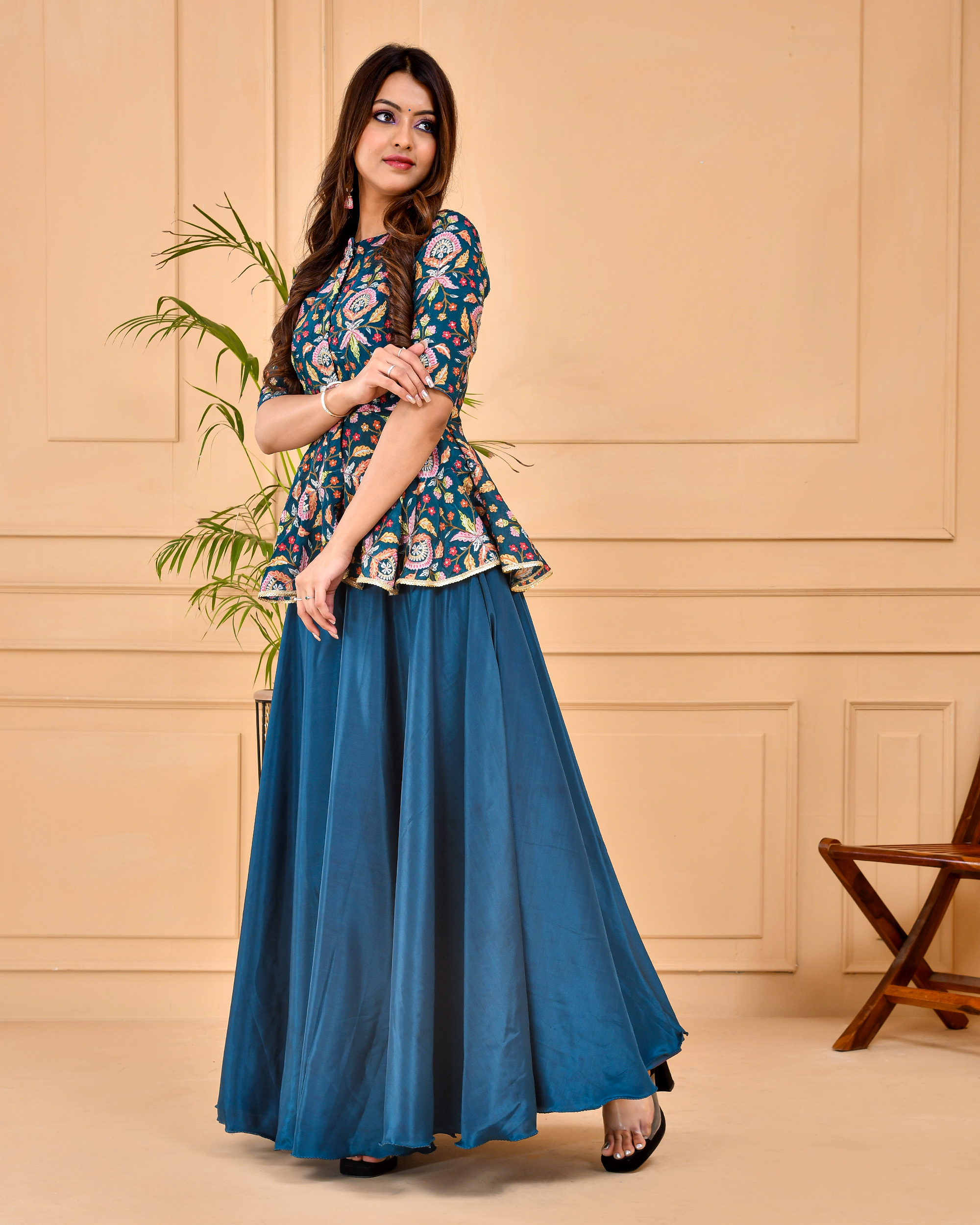 French Blue Lehenga Dress