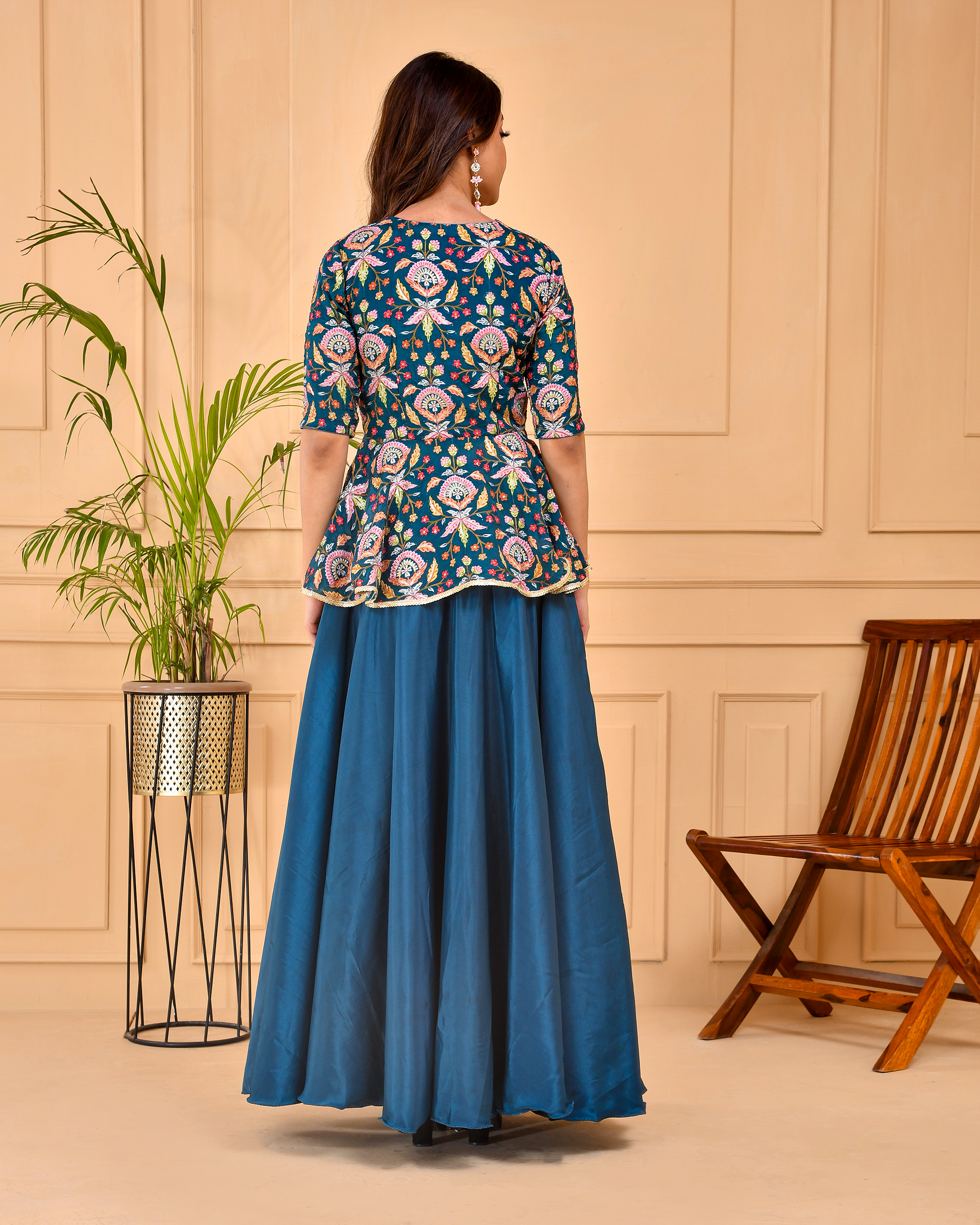 French Blue Lehenga Dress