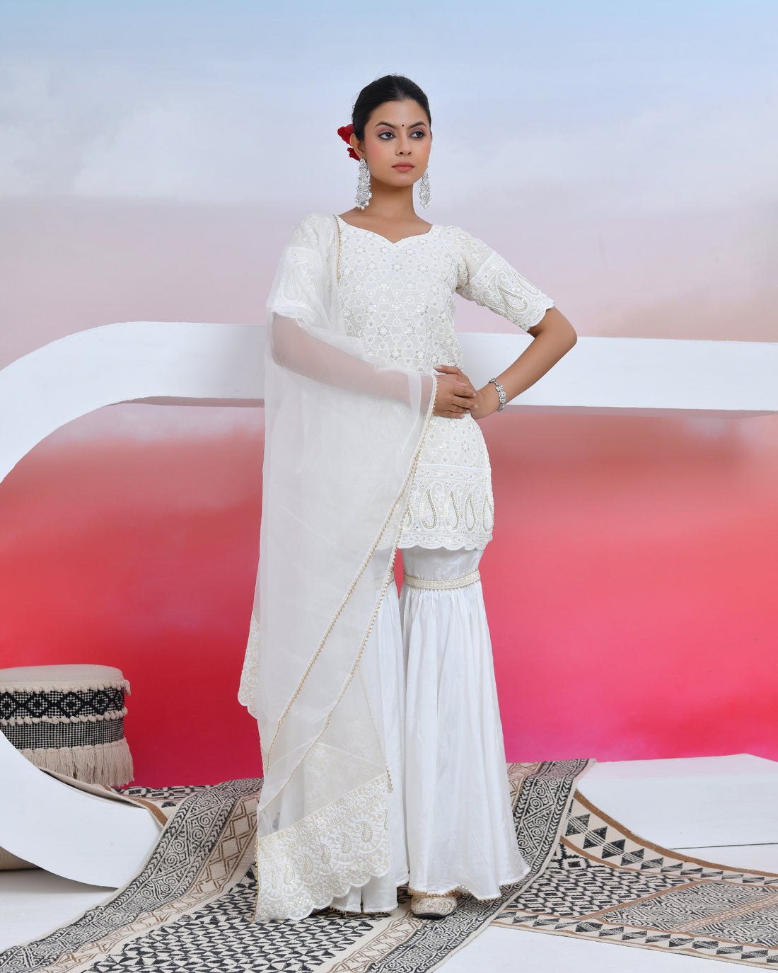 Flora Chikankari Sharara Set