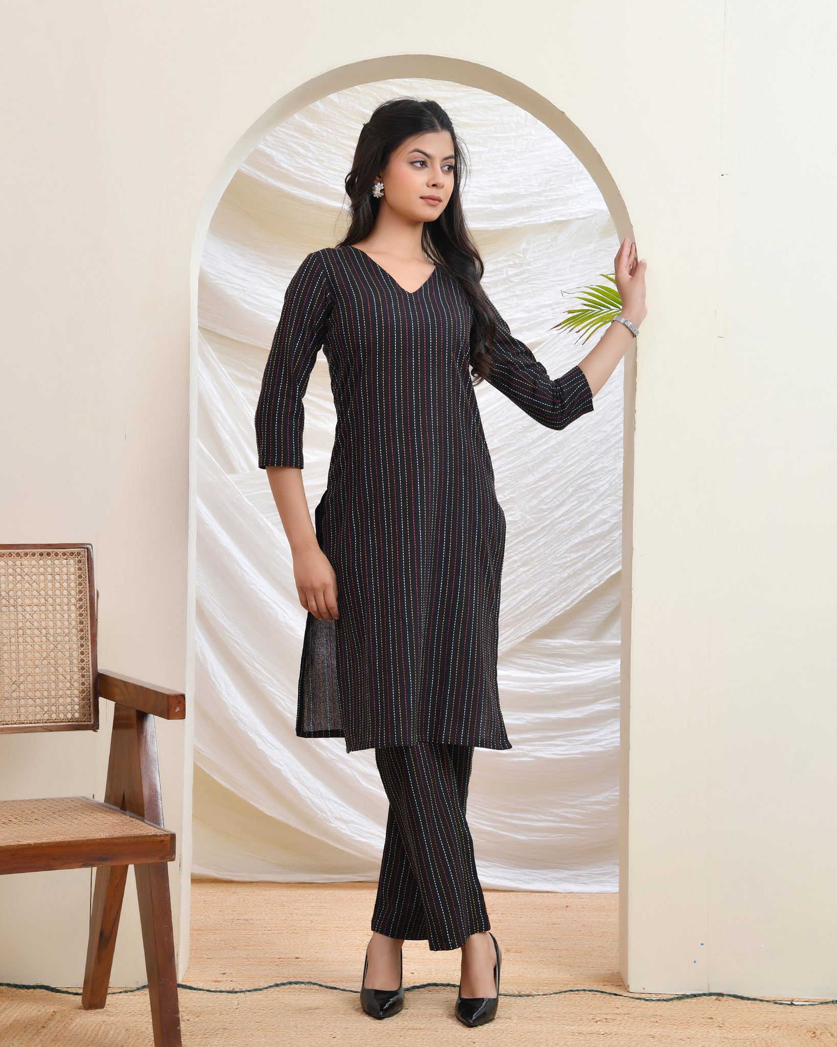Black Kantha Co-ord Set