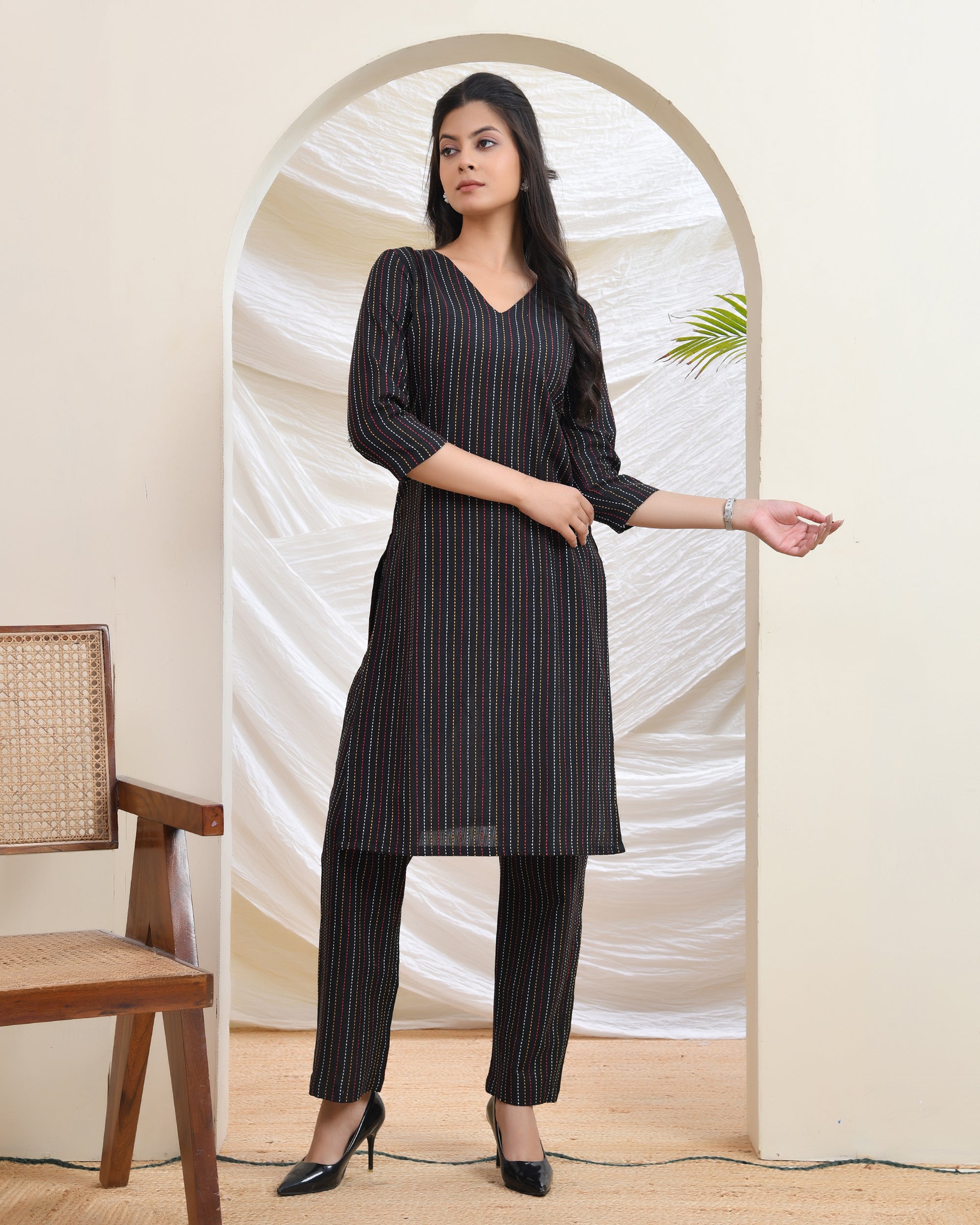 Black Kantha Co-ord Set