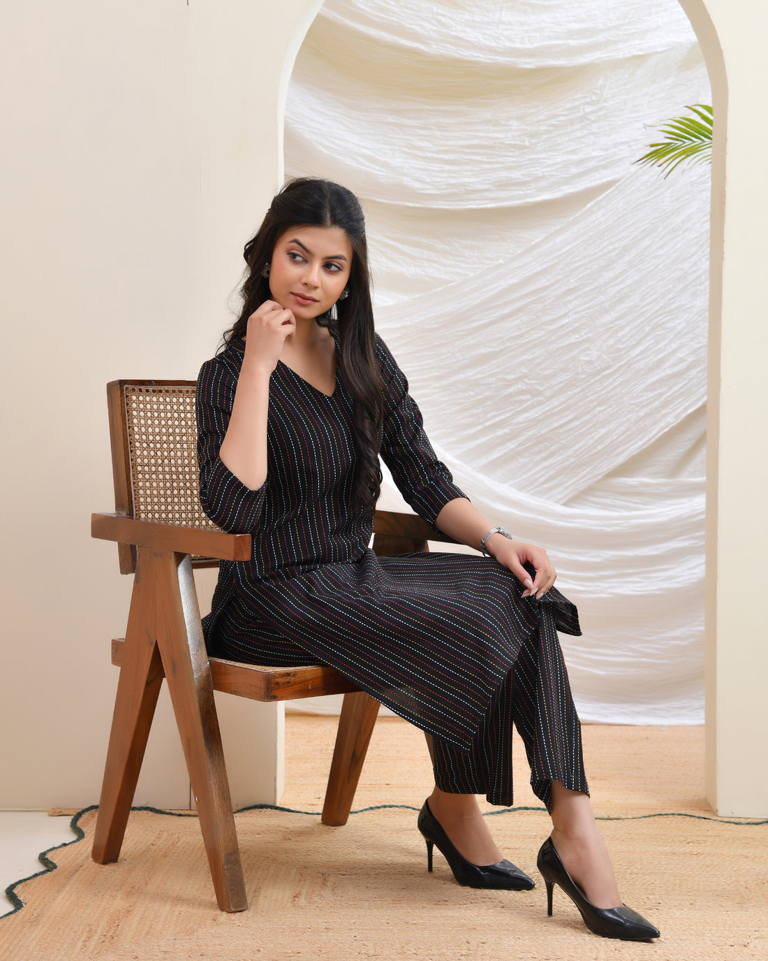 Black Kantha Co-ord Set