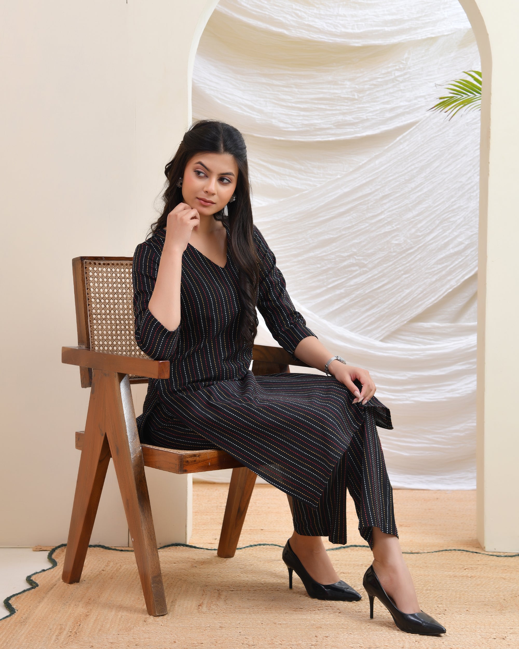 Black Kantha Co-ord Set