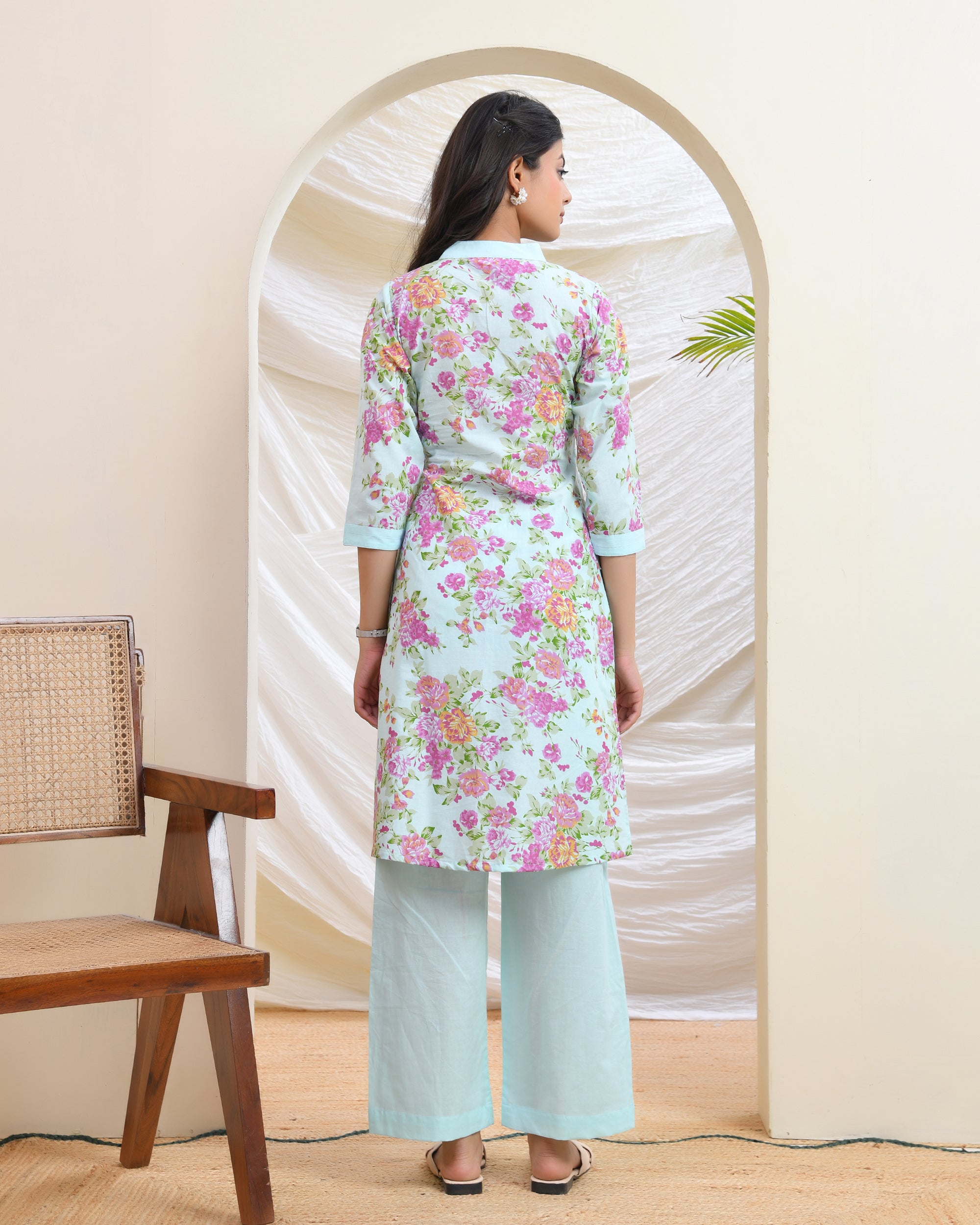 Blue Floral Cotton Co-ord Set