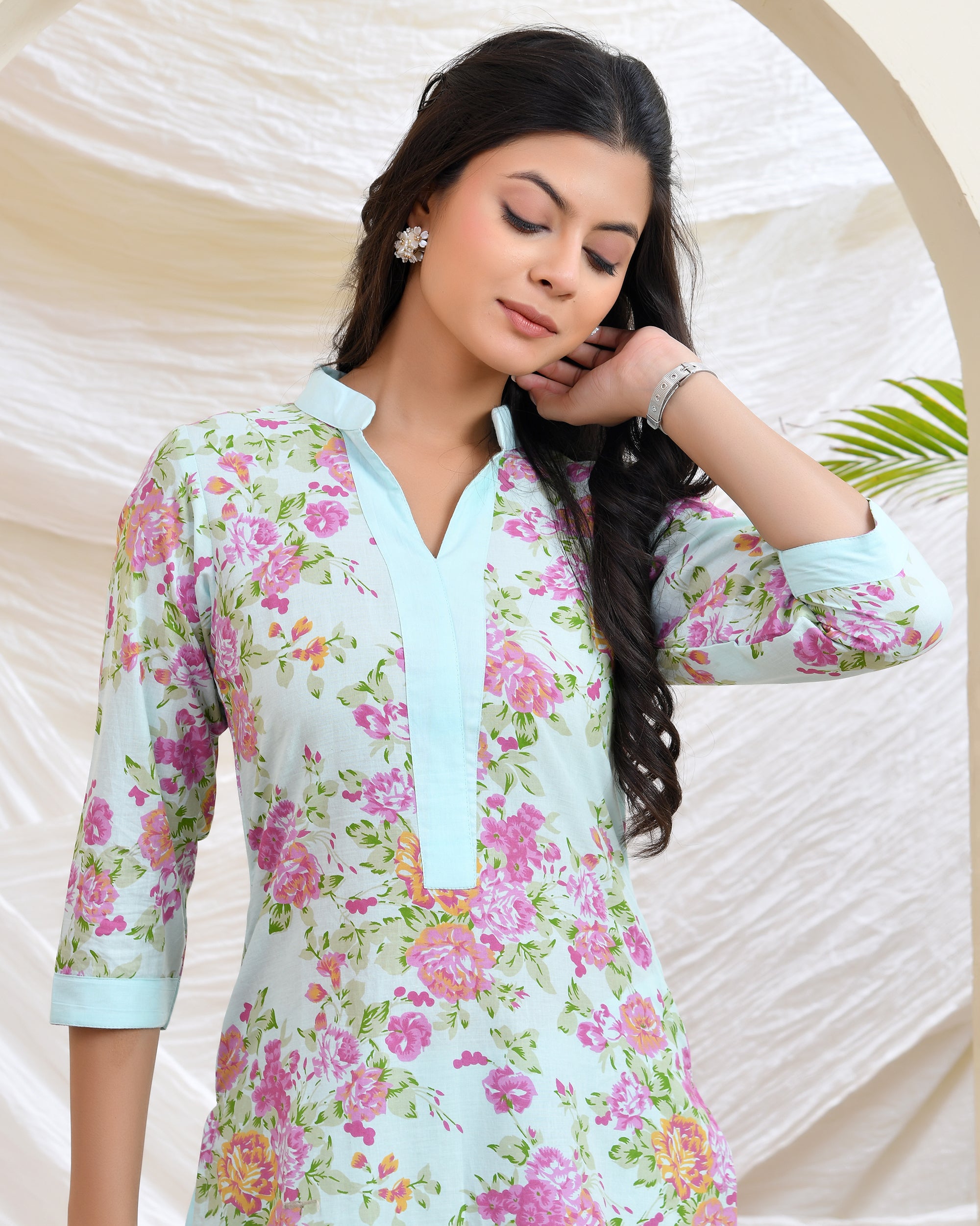 Blue Floral Cotton Co-ord Set