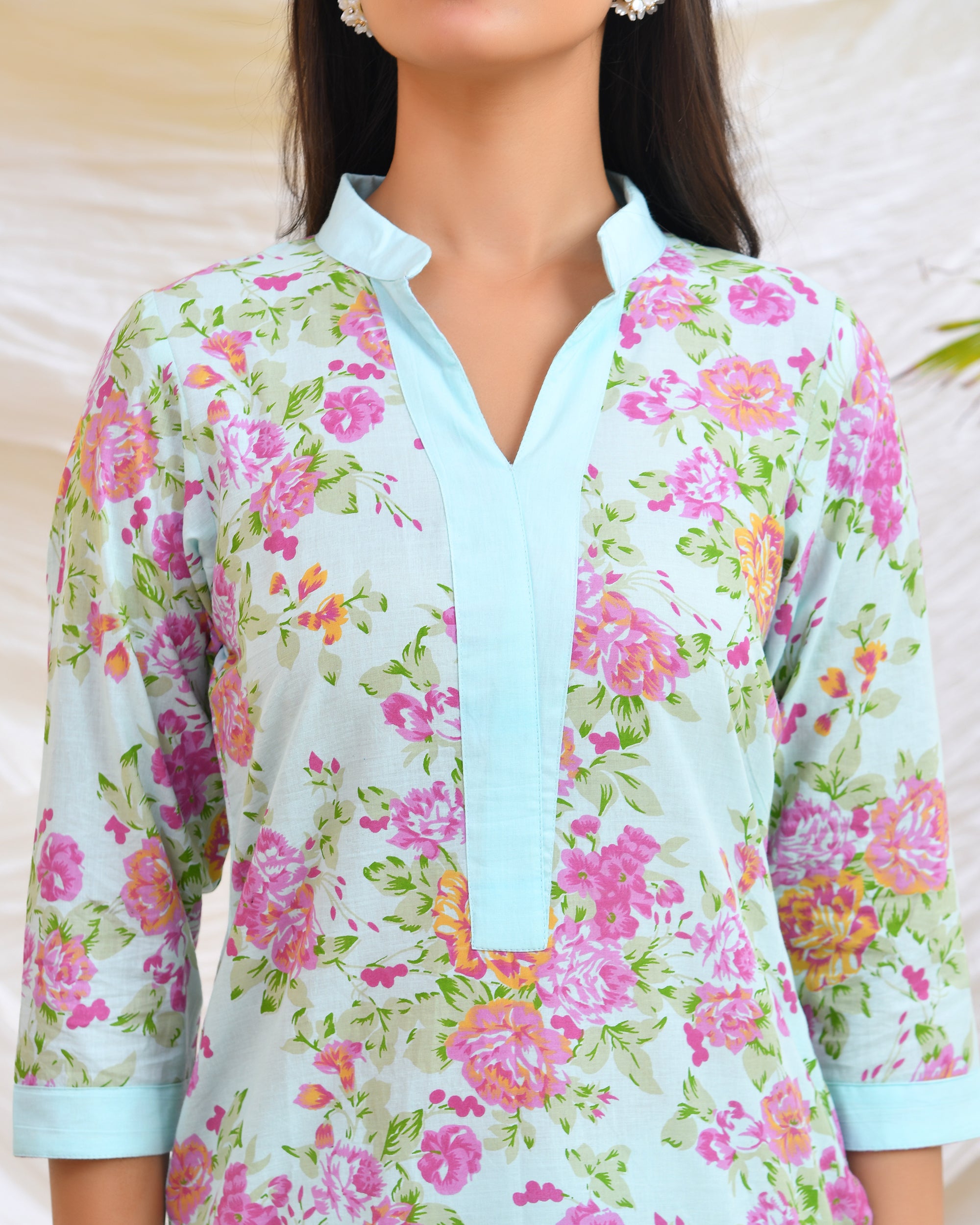 Blue Floral Cotton Co-ord Set
