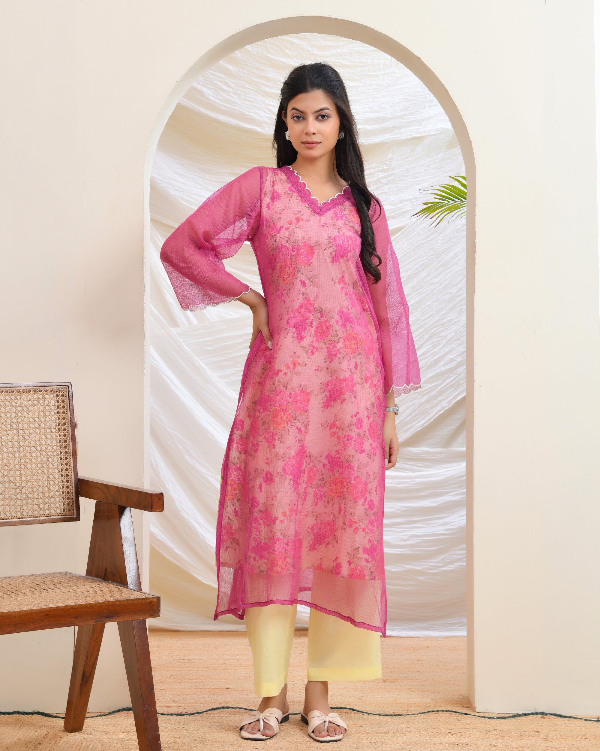 Yellow Doriya Kurta Set