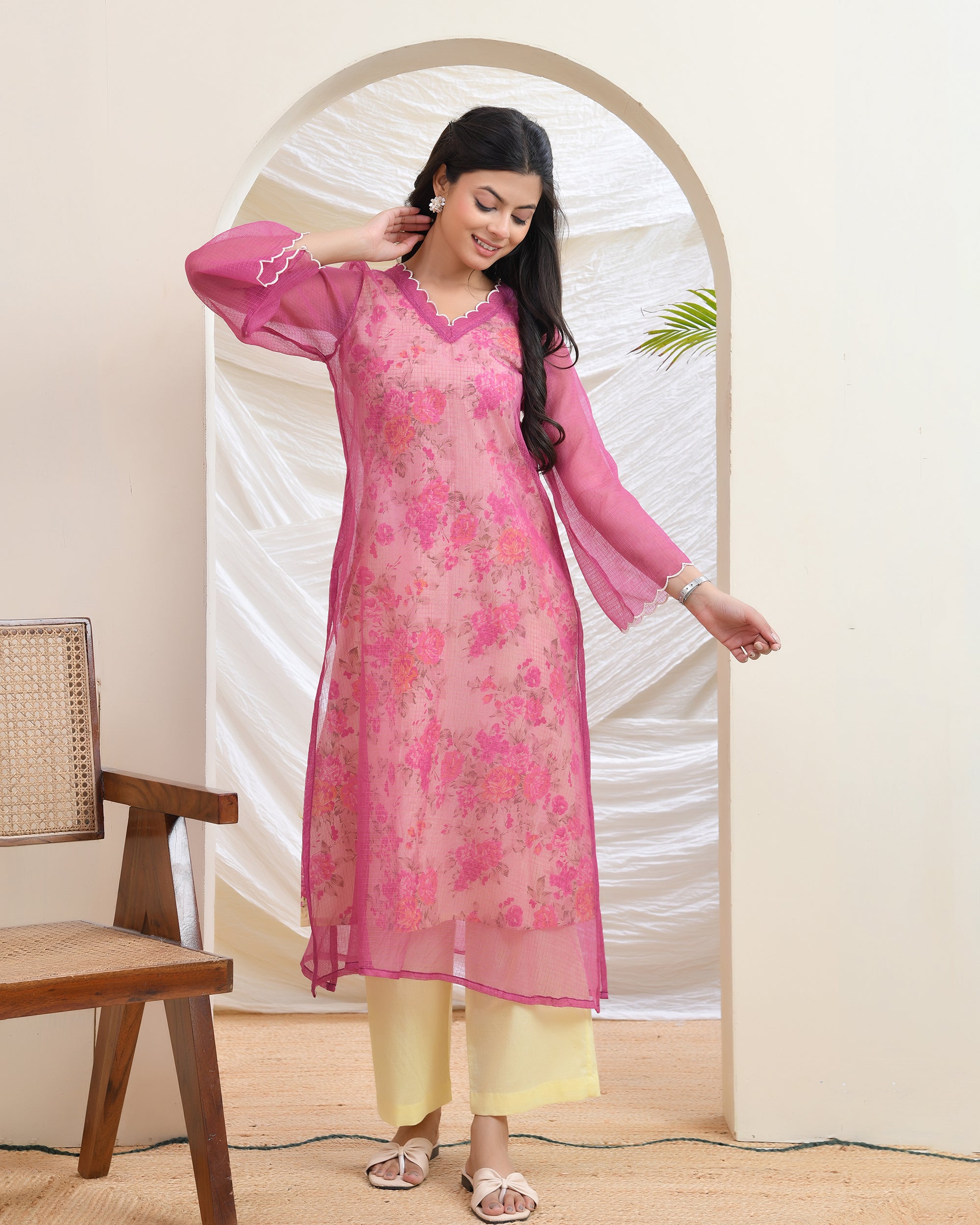 Yellow Doriya Kurta Set