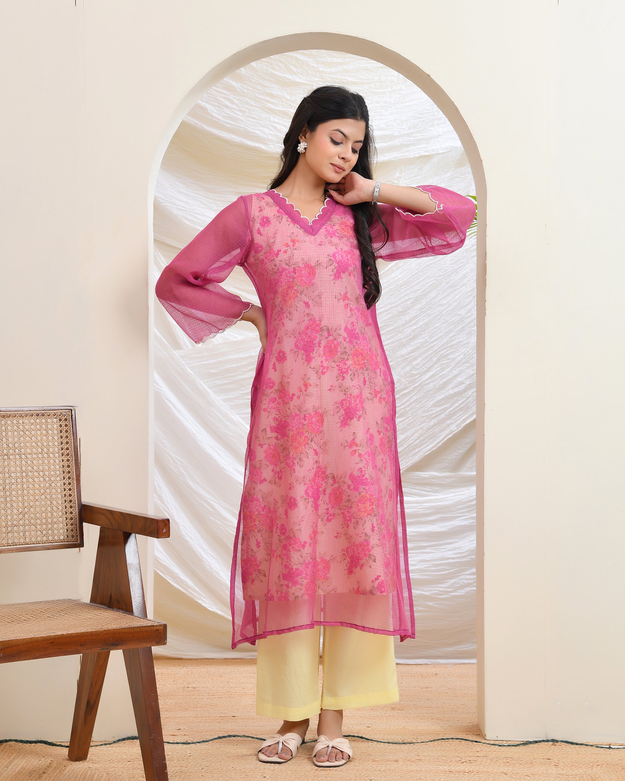 Yellow Doriya Kurta Set