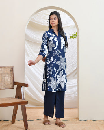 Blue Printed Cotton Co-ord Set