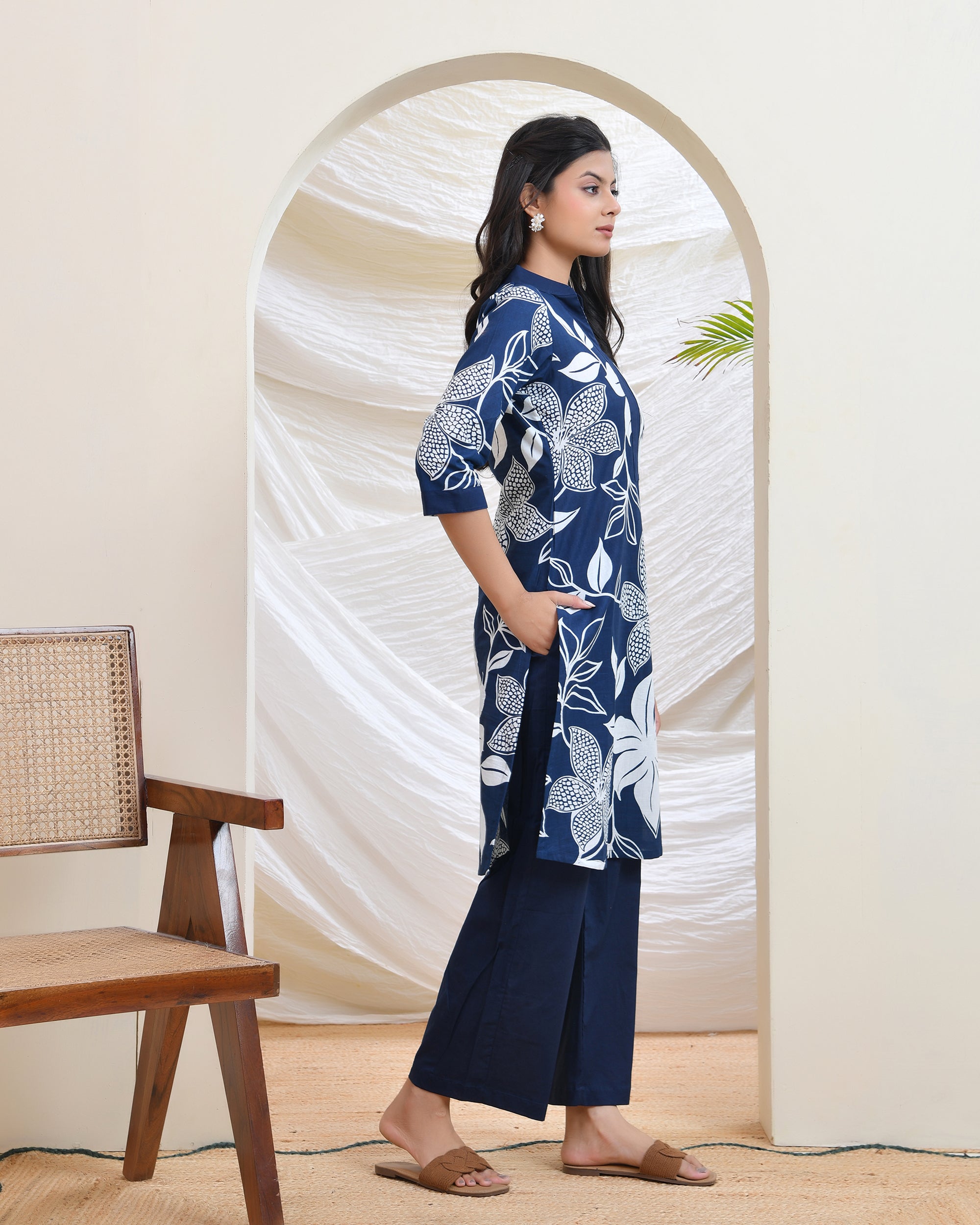 Blue Printed Cotton Co-ord Set