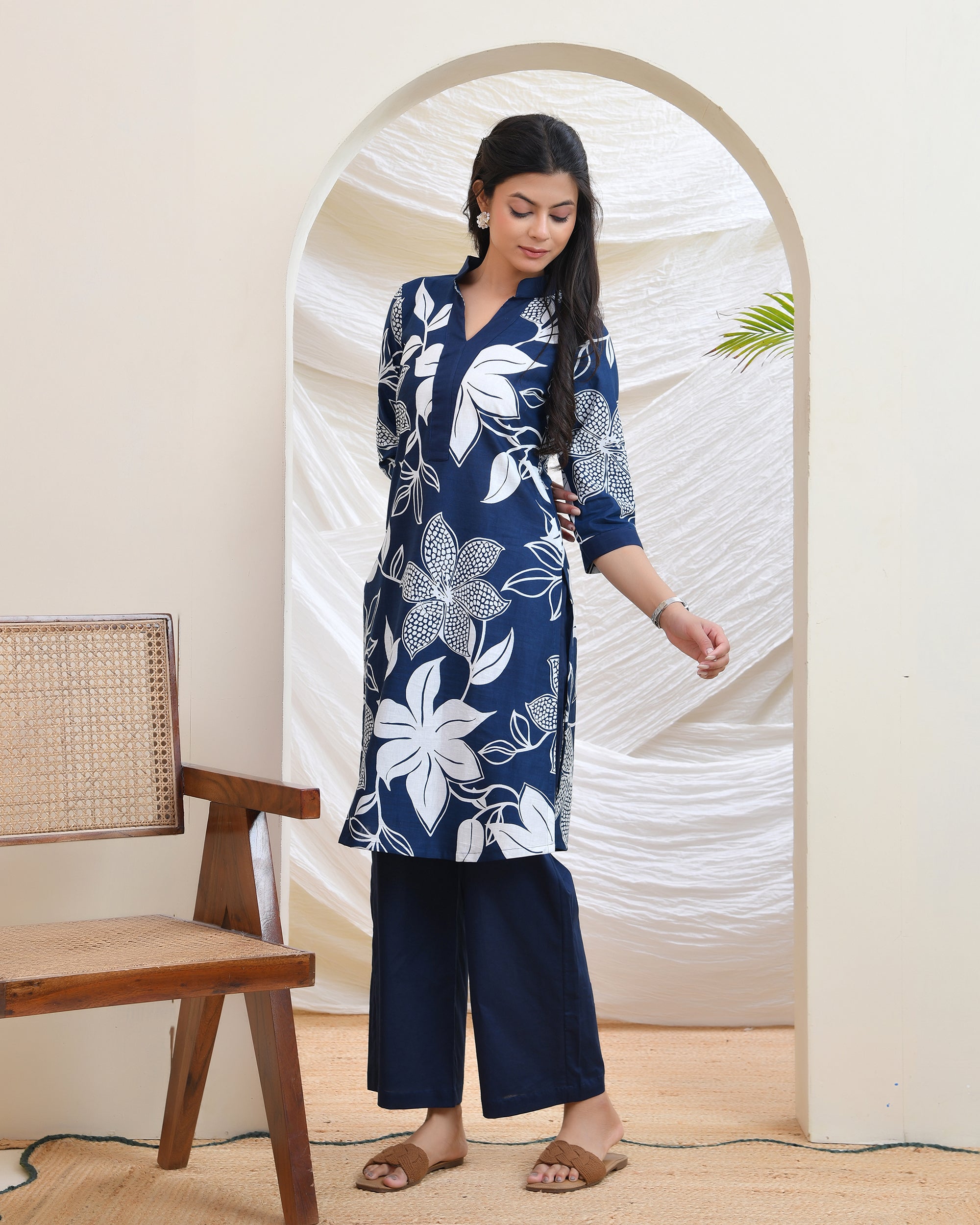 Blue Printed Cotton Co-ord Set